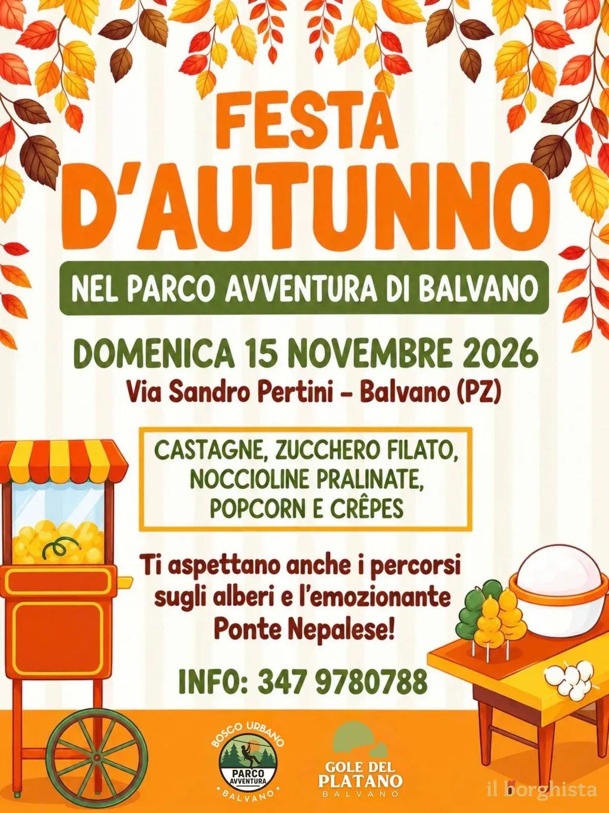 Locandina Festa d'Autunno nel Parco Avventura di Balvano 2026 a Balvano (Potenza)