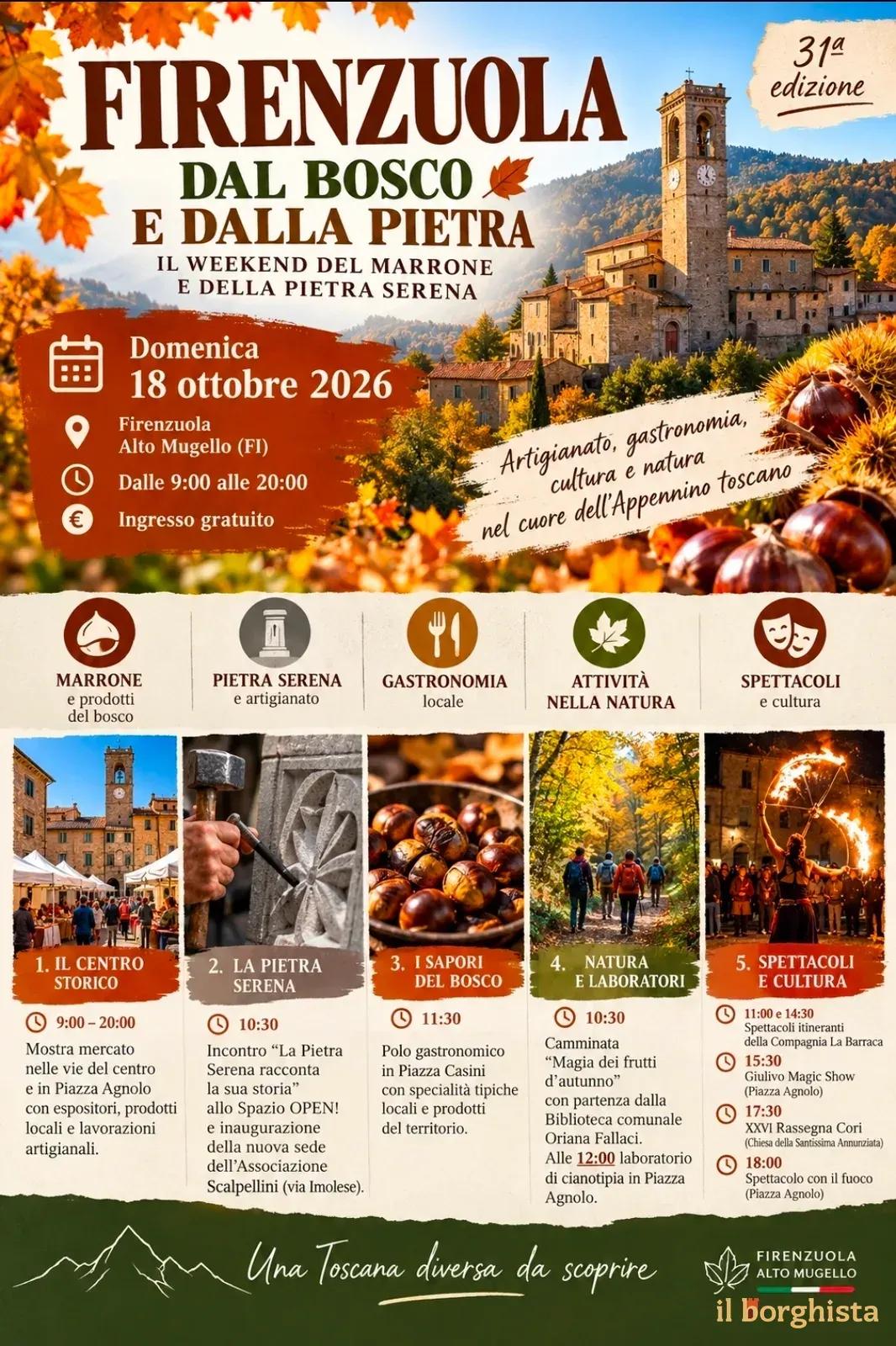 Locandina 31ª Firenzuola dal Bosco e dalla Pietra 2026 a Firenzuola (Firenze)