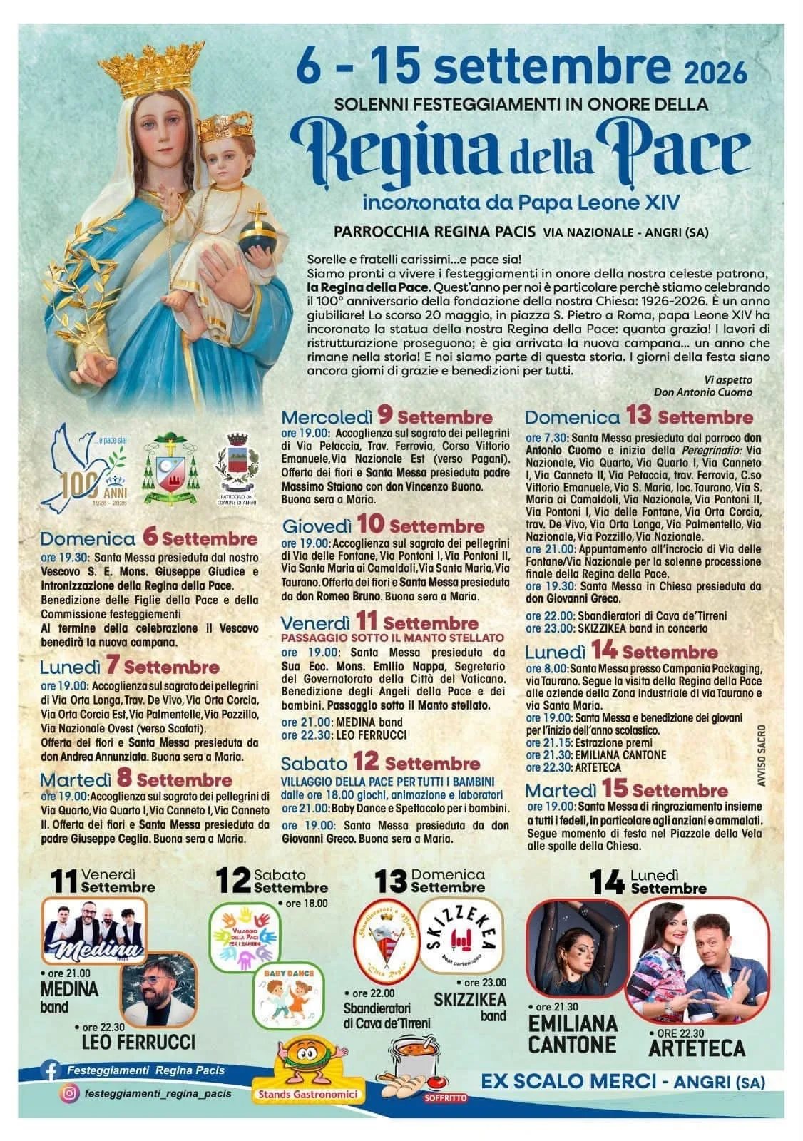 Locandina Santa Messa e Intronizzazione 2026 a Angri (Salerno)