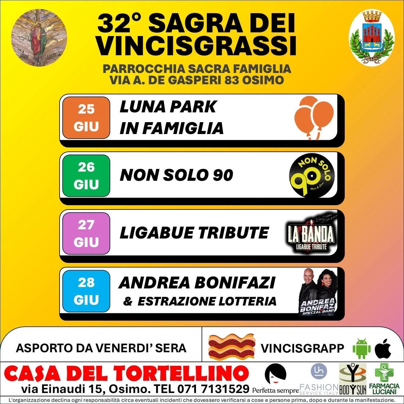 Locandina 32ª Sagra dei Vincisgrassi 2026 a Osimo (Ancona)