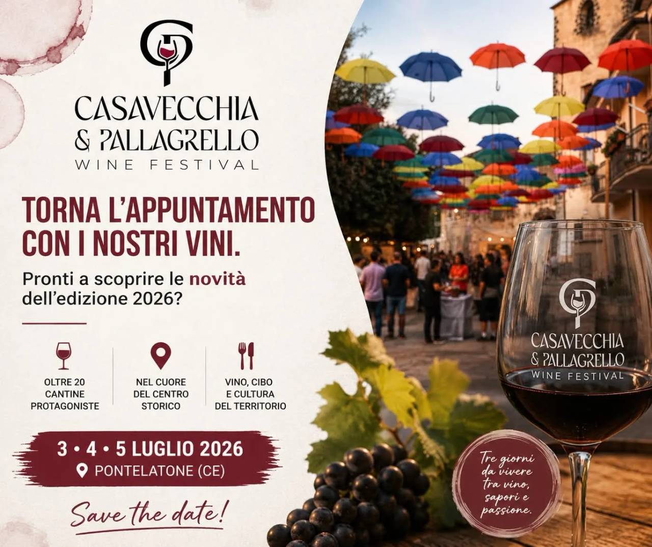 Locandina Casavecchia & Pallagrello Wine Festival 2026 a Pontelatone (Caserta)