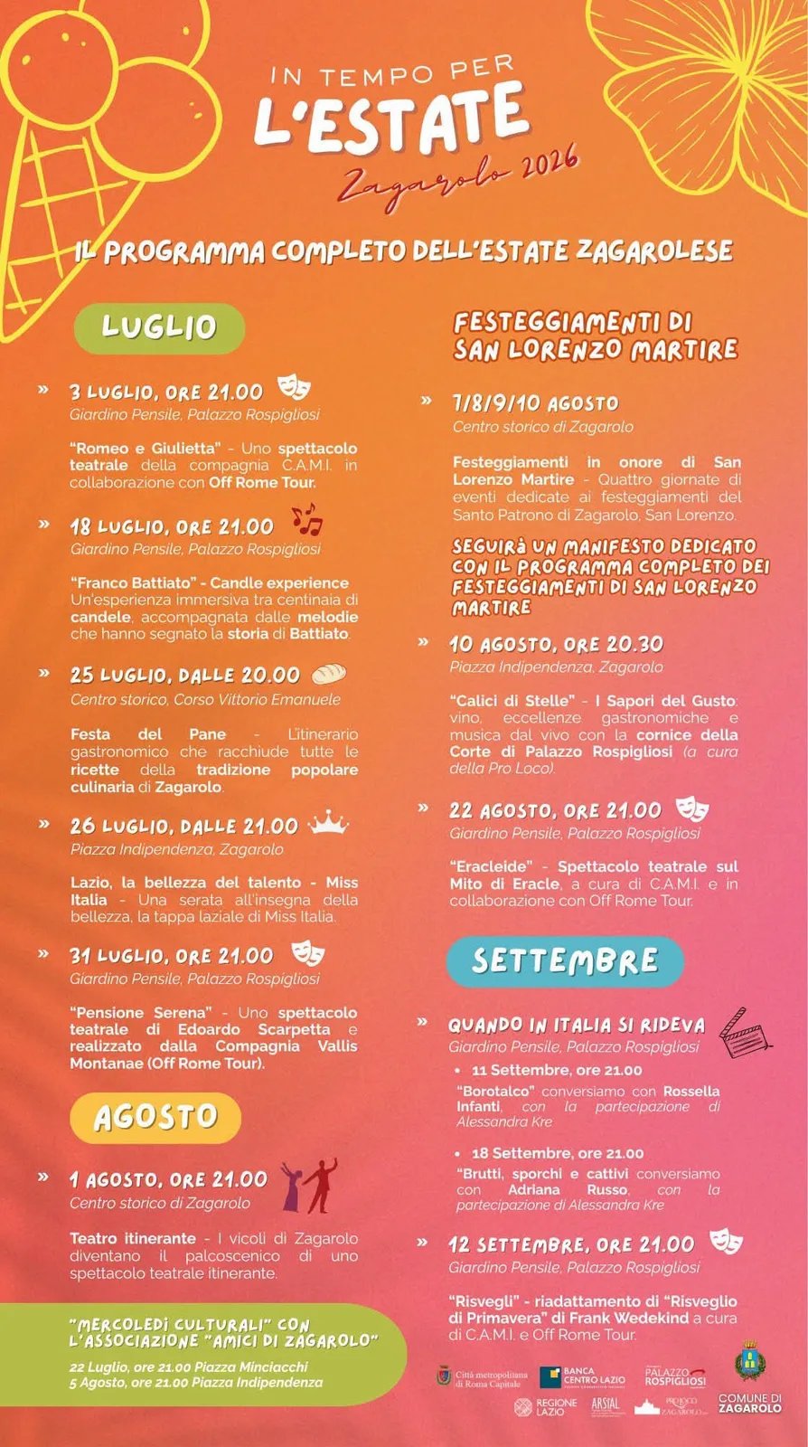Locandina Mercoledì Culturali — Amici di Zagarolo 2026 a Zagarolo (Roma)