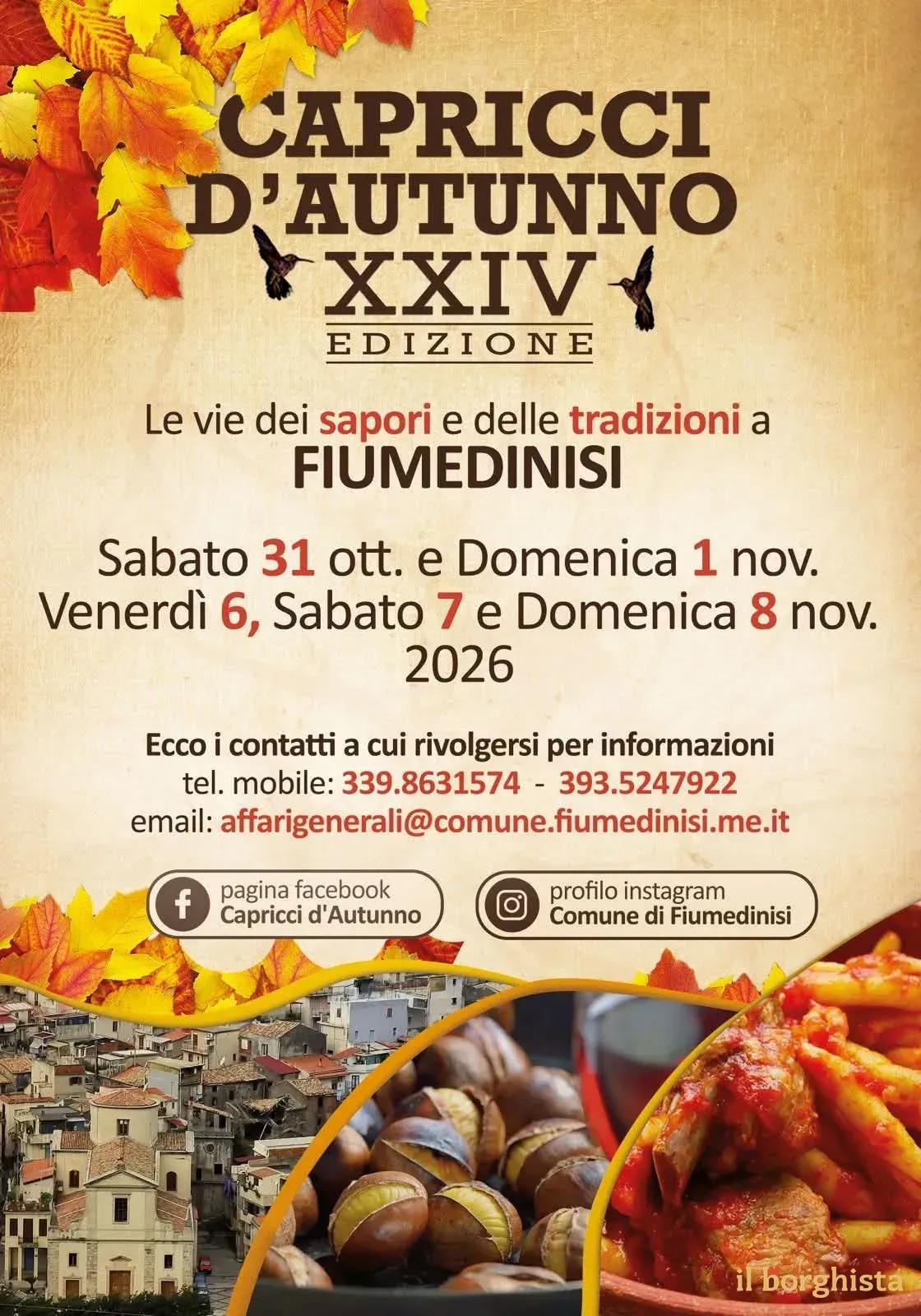 Locandina Capricci d'Autunno — 24ª Edizione 2026 a Fiumedinisi (Messina)