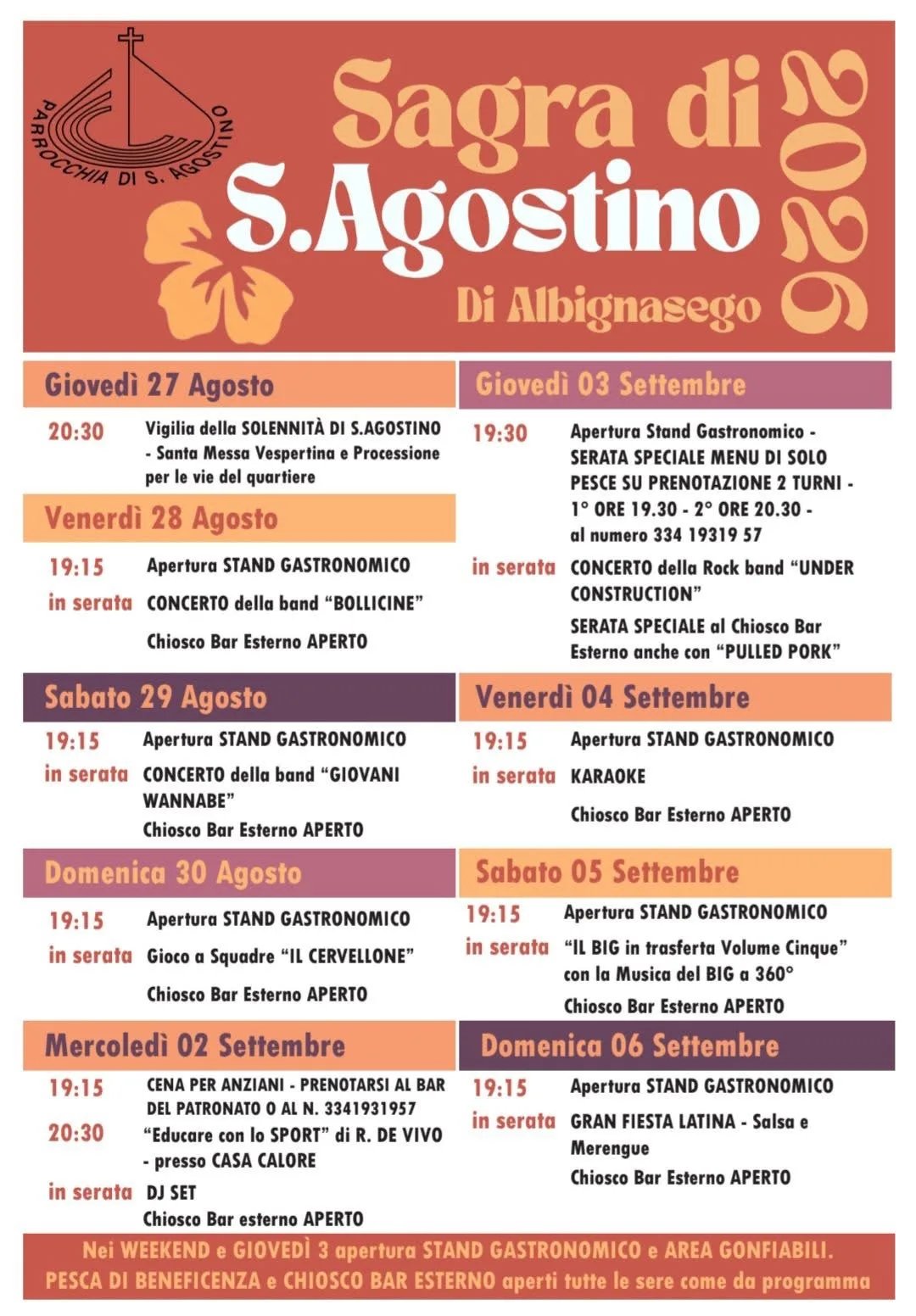 Locandina calendario eventi estate 2026 a Albignasego (Padova)