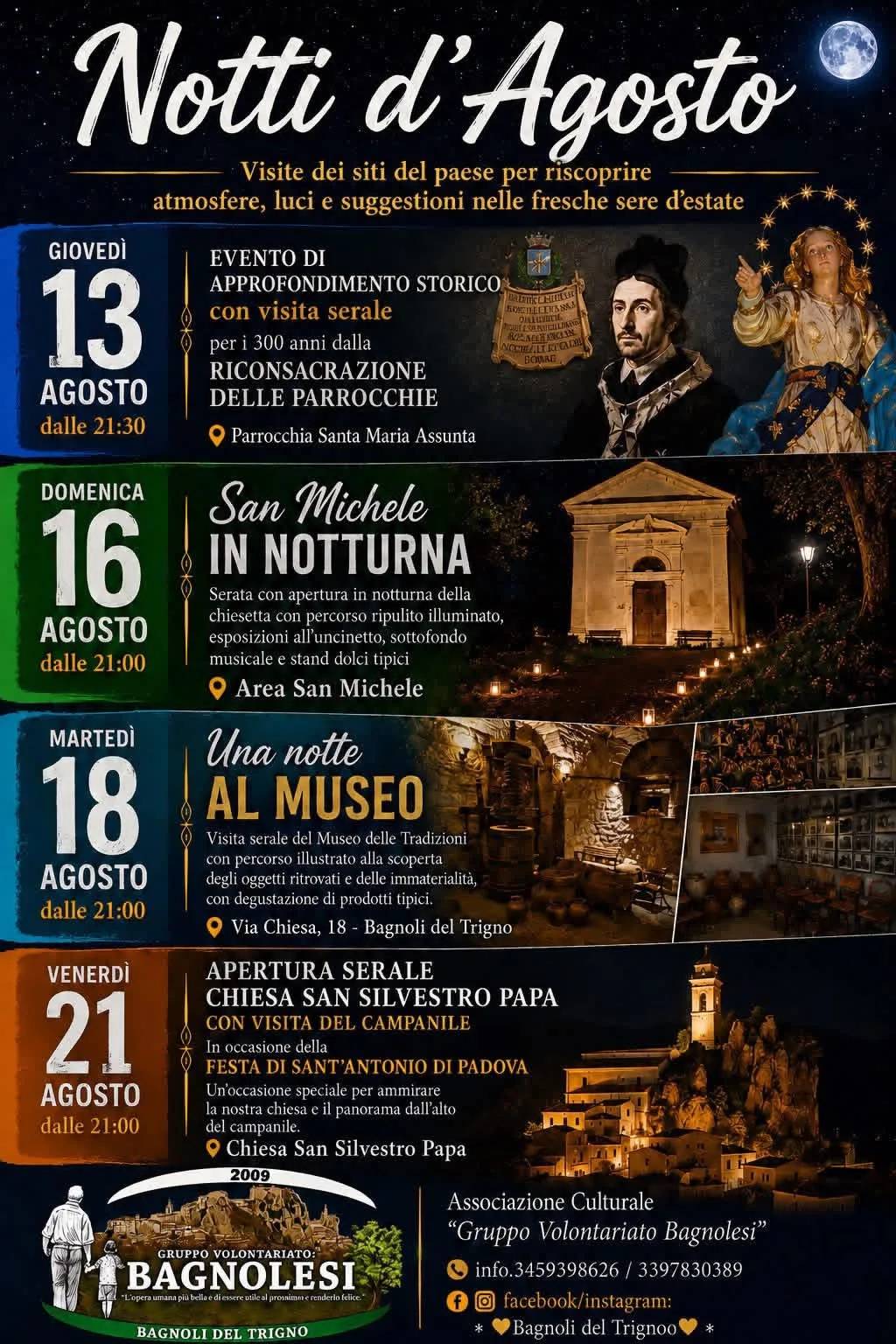 Locandina San Michele in notturna — Notti d'Agosto 2026 a Bagnoli del Trigno (Isernia)