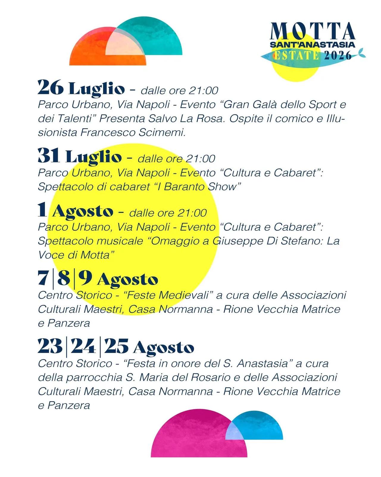 Locandina Feste Medievali 2026 a Motta Sant'Anastasia (Catania)