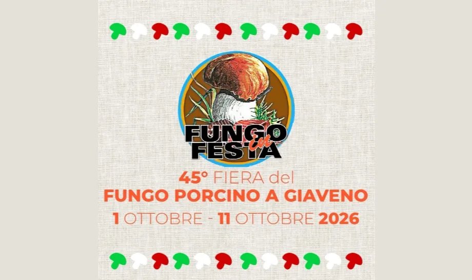Locandina 45° Fiera del Fungo Porcino a Giaveno 2026 a Giaveno (Torino)