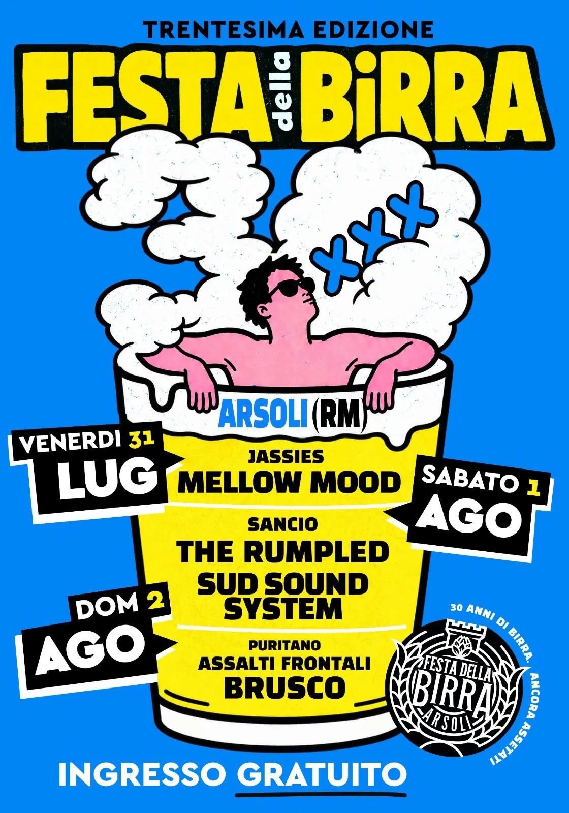 Locandina 30ª Festa della Birra Arsoli 2026 a Arsoli (Roma)