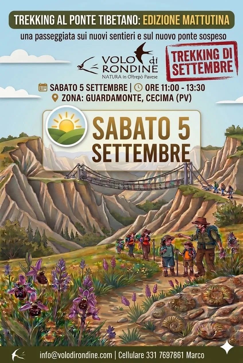 Locandina Trekking al Ponte Tibetano — Edizione Mattutina 2026 a Cecima (Pavia)