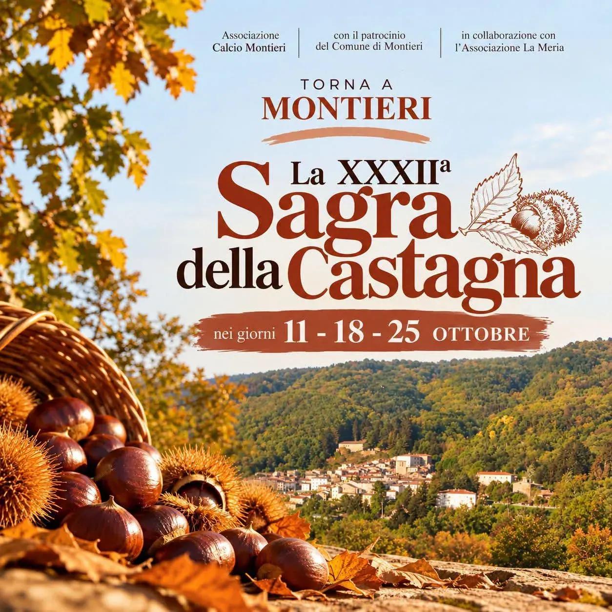 Locandina 32ª Sagra della Castagna 2026 a Montieri (Grosseto)