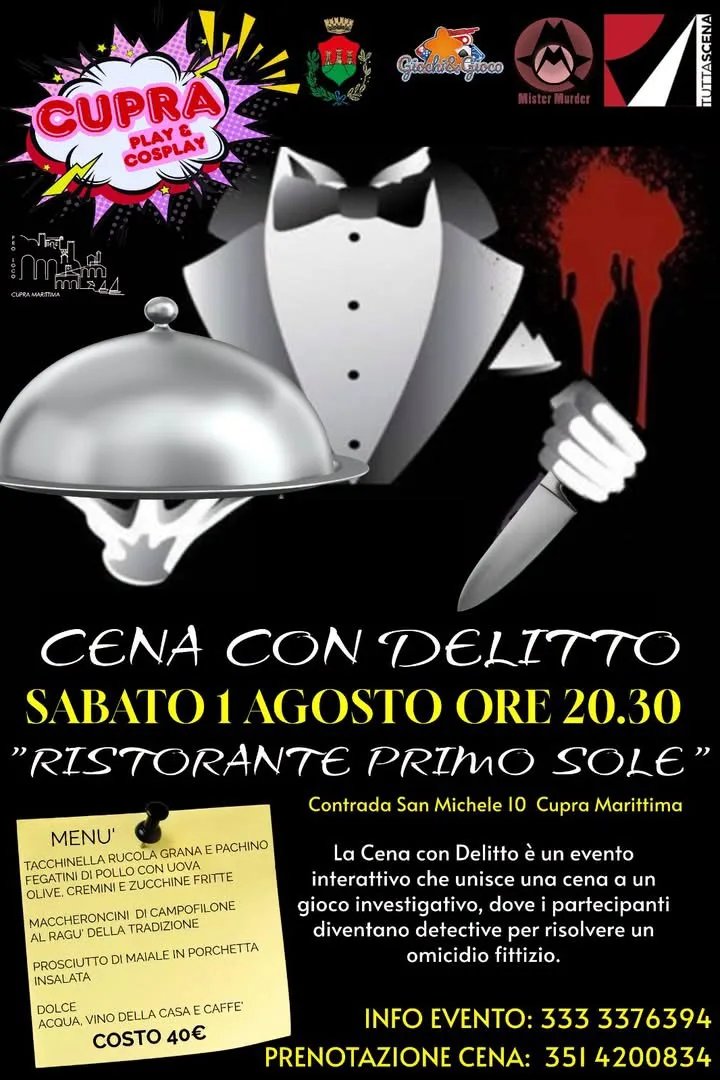 Locandina Cena con Delitto 2026 a Cupra Marittima a Cupra Marittima (Ascoli piceno)
