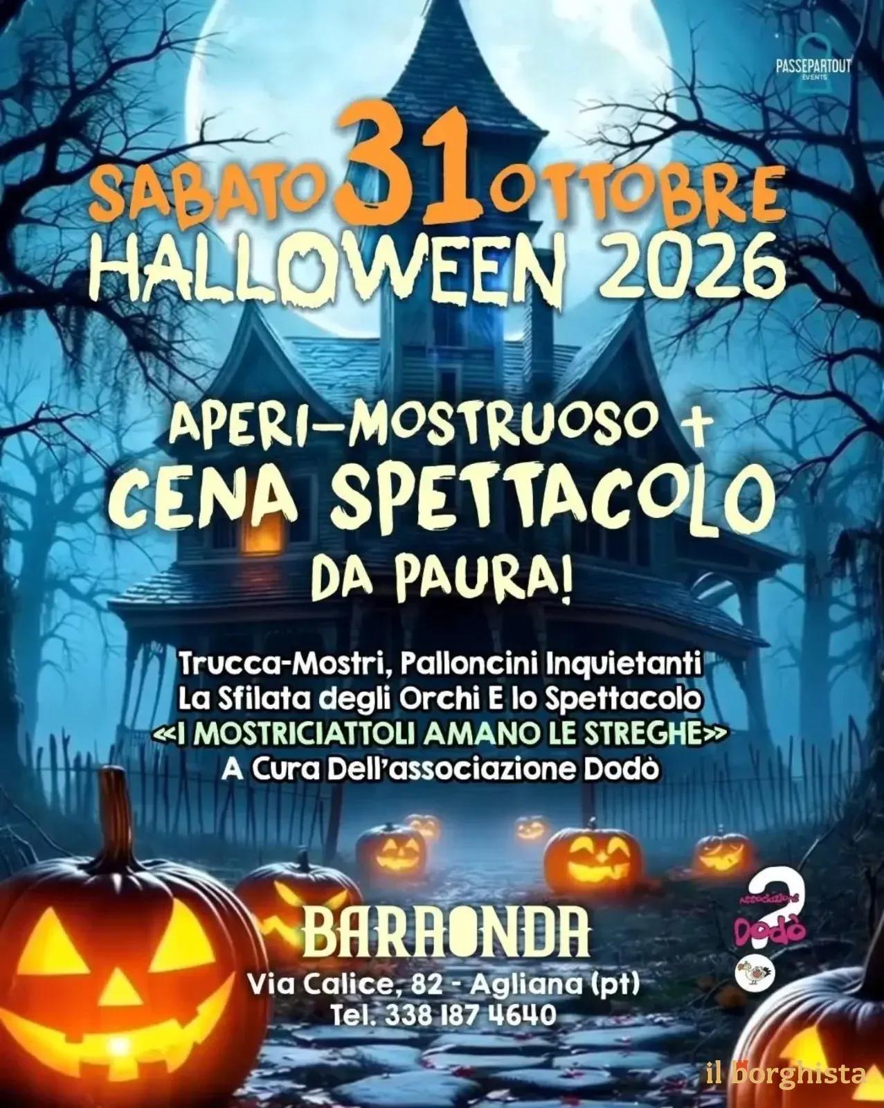 Locandina Halloween 2026 - Aperi-Mostruoso e Cena Spettacolo a Agliana (Pistoia)