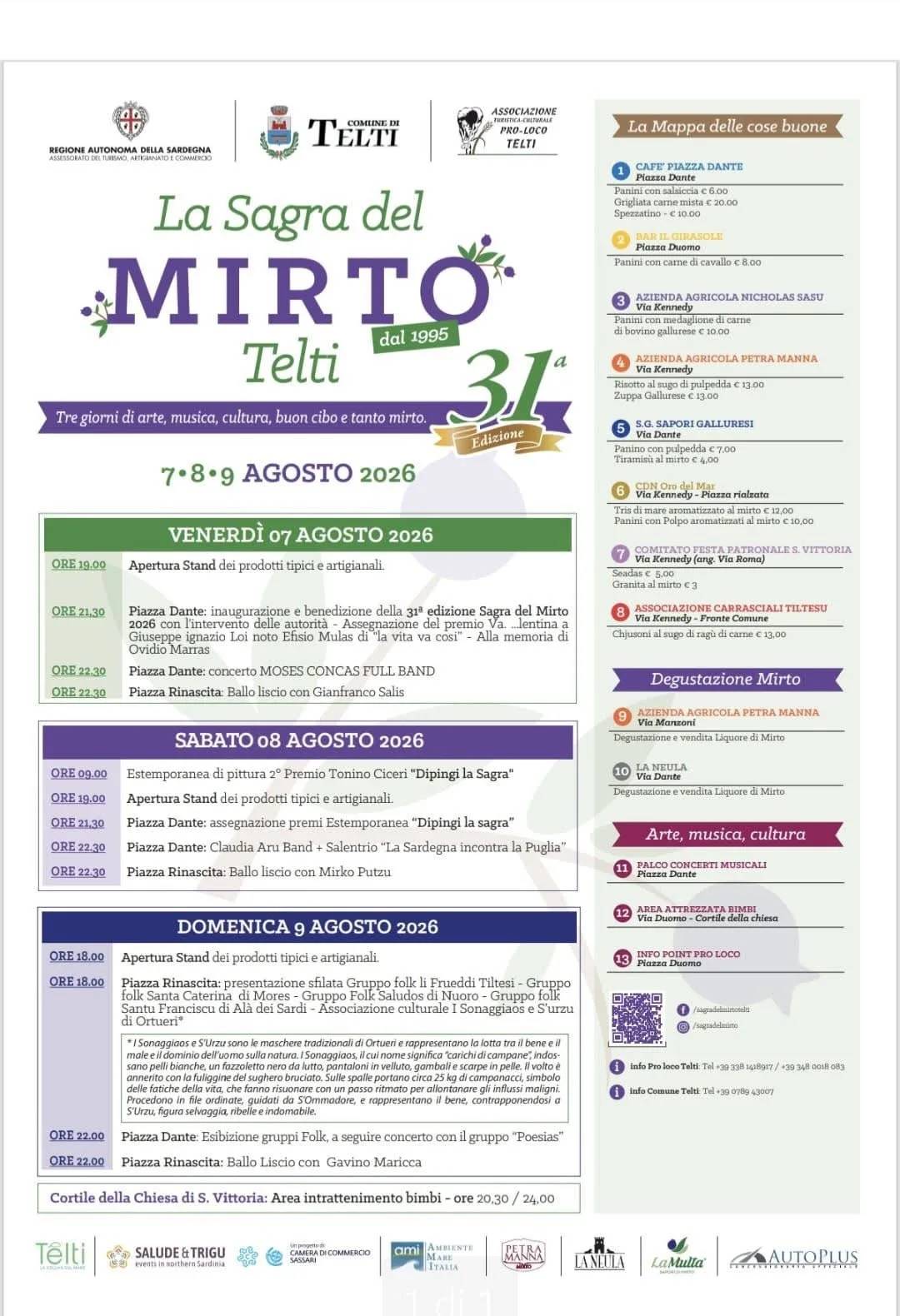 Locandina Presentazione sfilata gruppi folk — Sagra 2026 a Telti (Gallura nord-est sardegna)