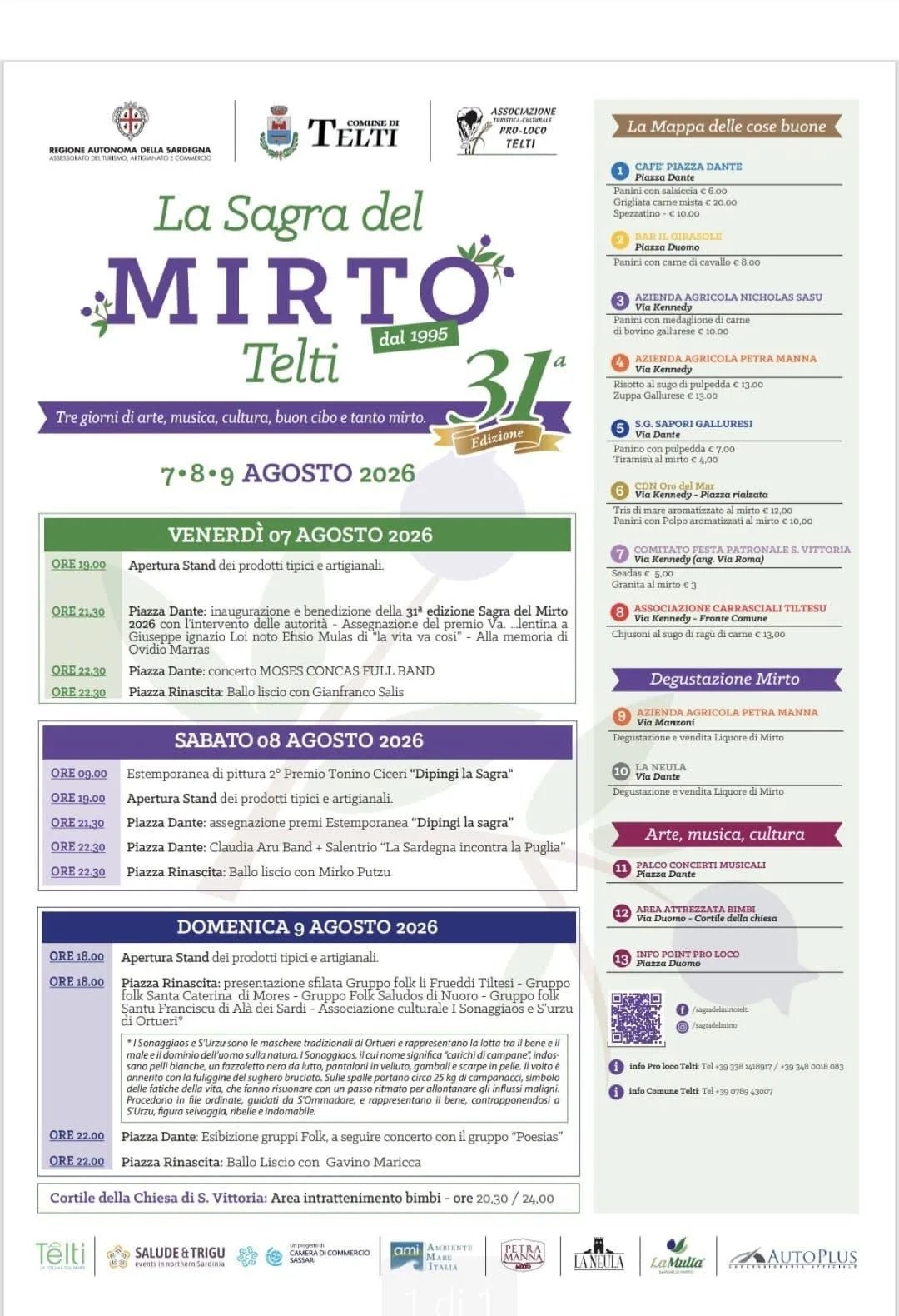 Locandina Presentazione sfilata gruppi folk — Sagra 2026 a Telti (Gallura nord-est sardegna)
