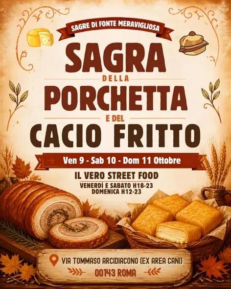 Locandina Sagra della Porchetta e del Cacio Fritto 2026 a Roma (Roma)