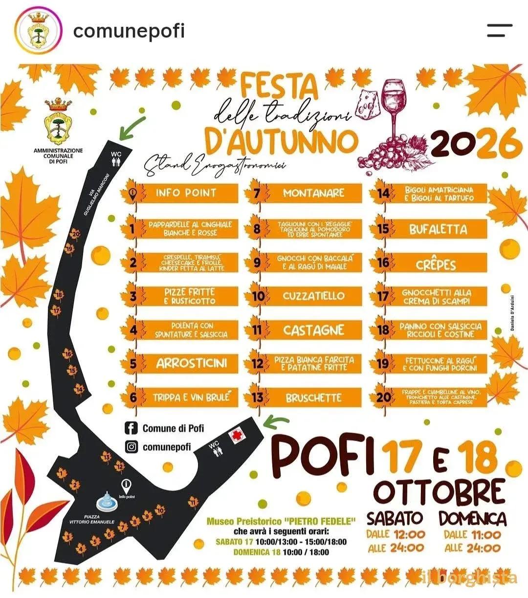 Locandina Festa delle tradizioni d'Autunno 2026 a Pofi (Frosinone)