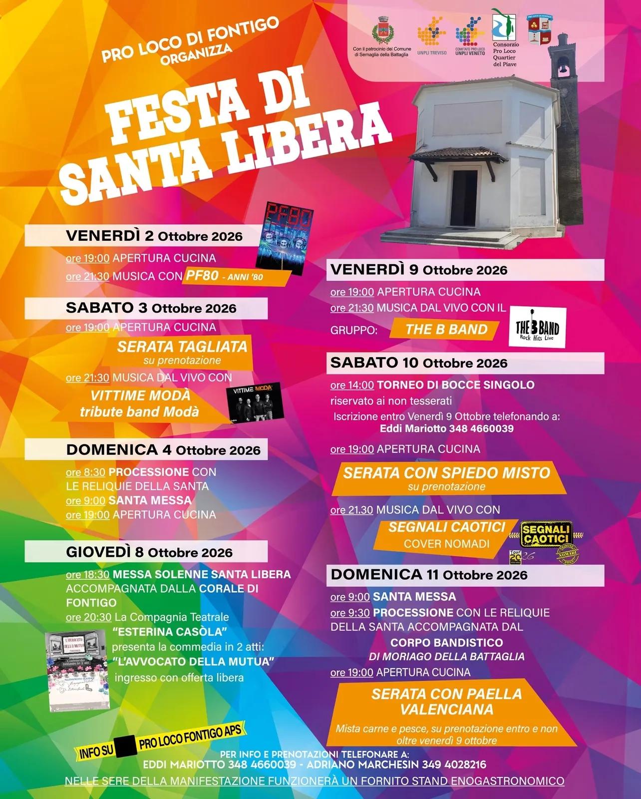 Locandina Festa di Santa Libera 2026 a Sernaglia della Battaglia (Treviso)