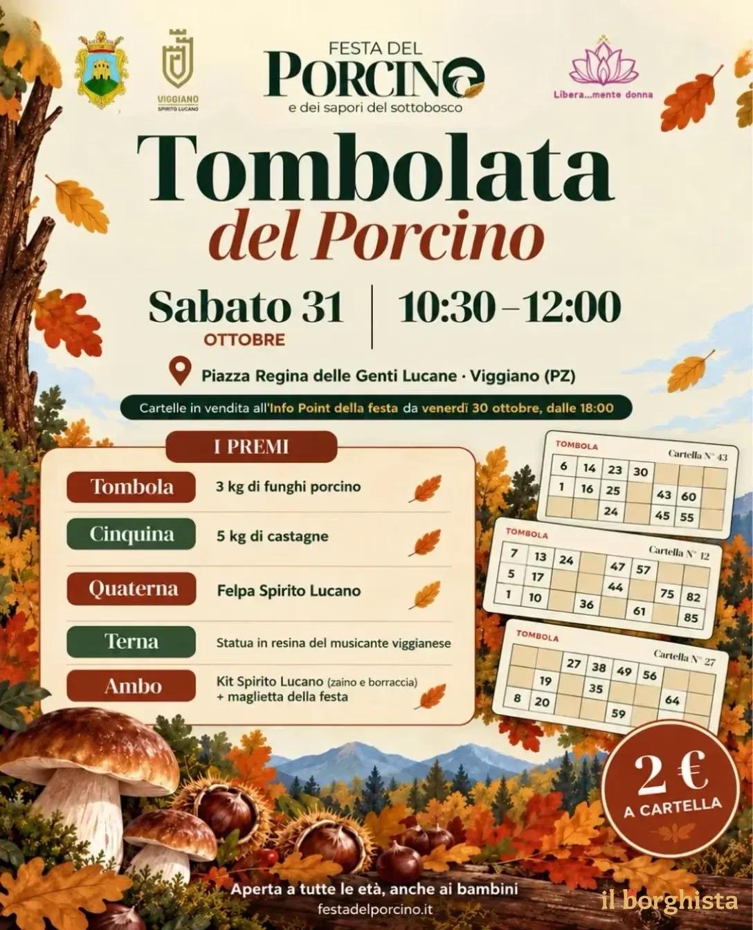 Locandina Tombolata del Porcino 2026 a Viggiano (Potenza)