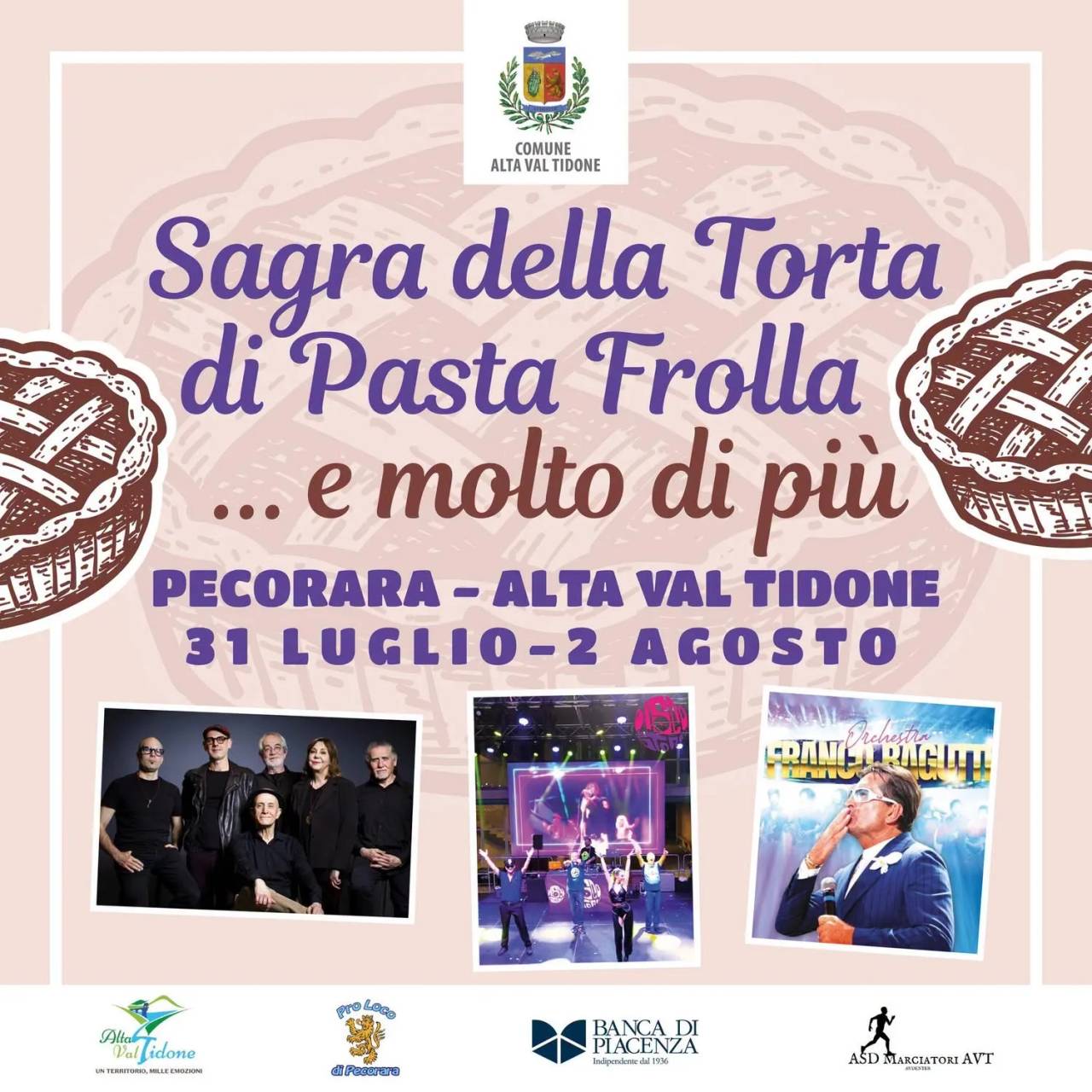 Locandina Sagra della Torta di Pasta Frolla 2026 a Alta Val Tidone (Piacenza)