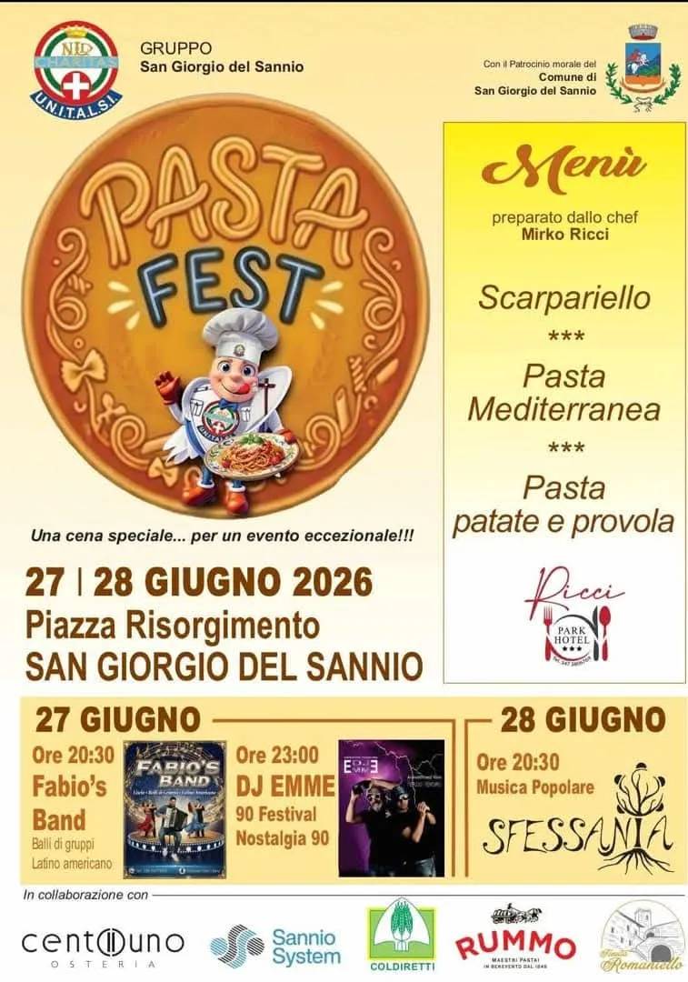 Locandina Pasta Fest 2026 a San Giorgio del Sannio (Benevento)