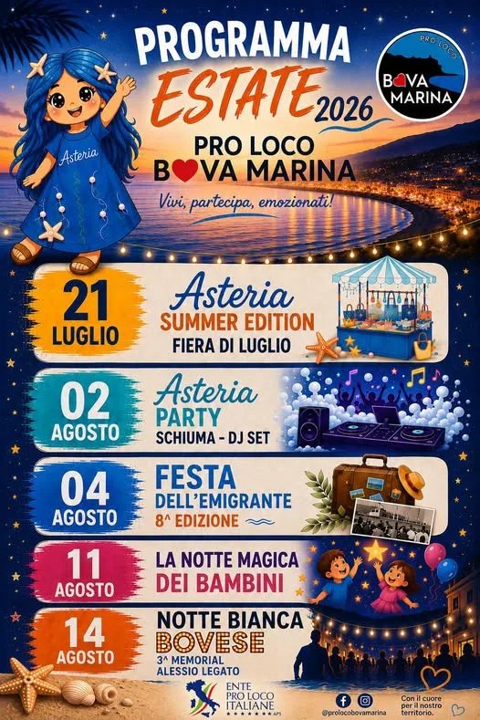 Locandina Asteria Summer Edition — Fiera di Luglio 2026 a Bova Marina (Reggio calabria)
