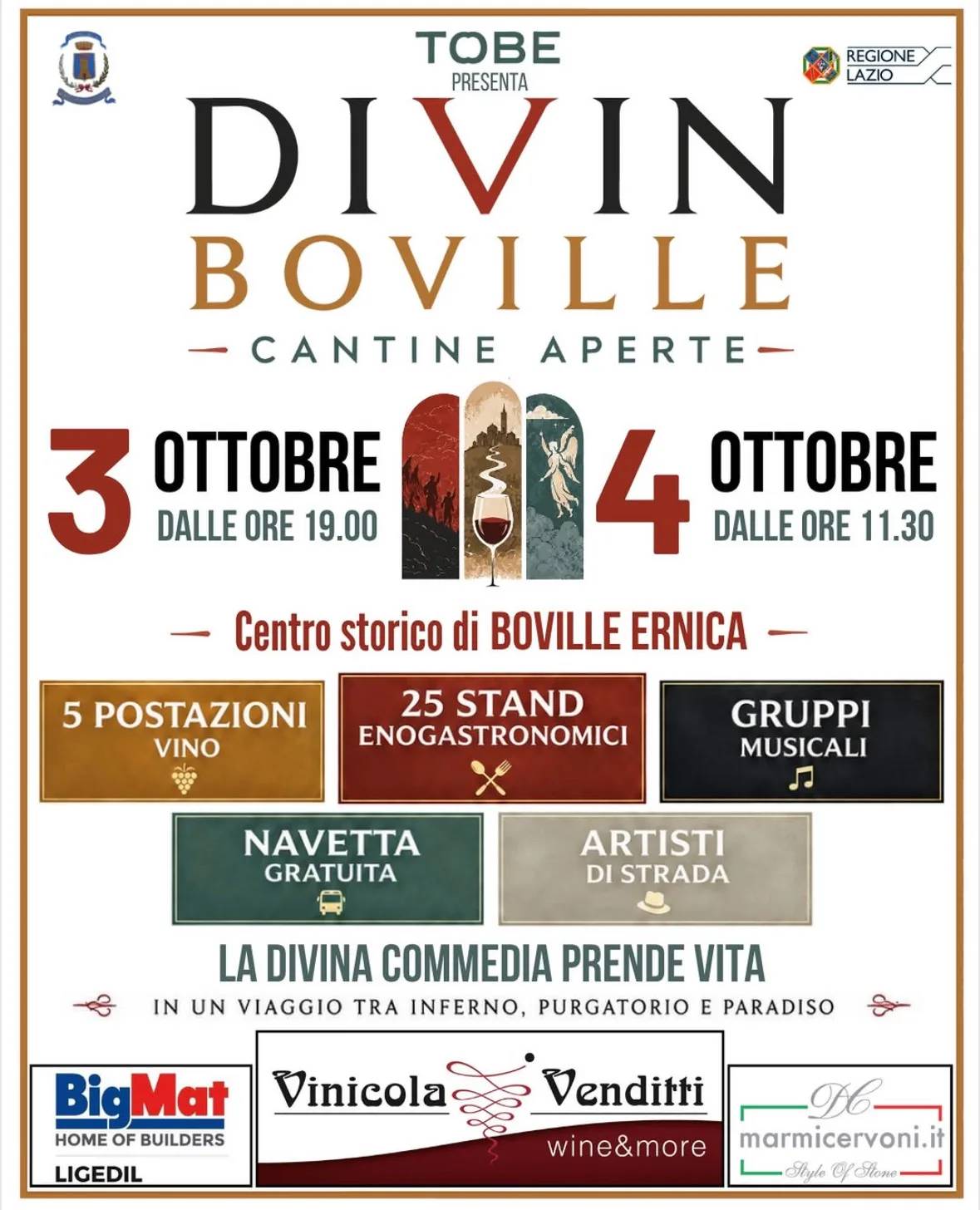 Locandina Divin Boville 2026 - Cantine Aperte a Boville Ernica (Frosinone)