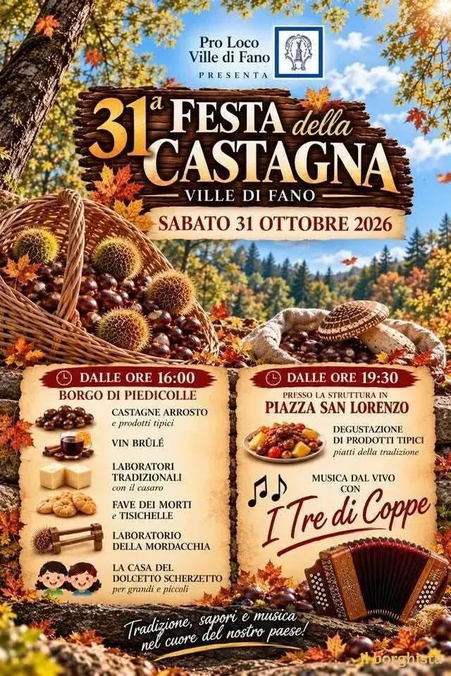 Locandina 31ª Festa della Castagna 2026 a Ville di Fano (PU)