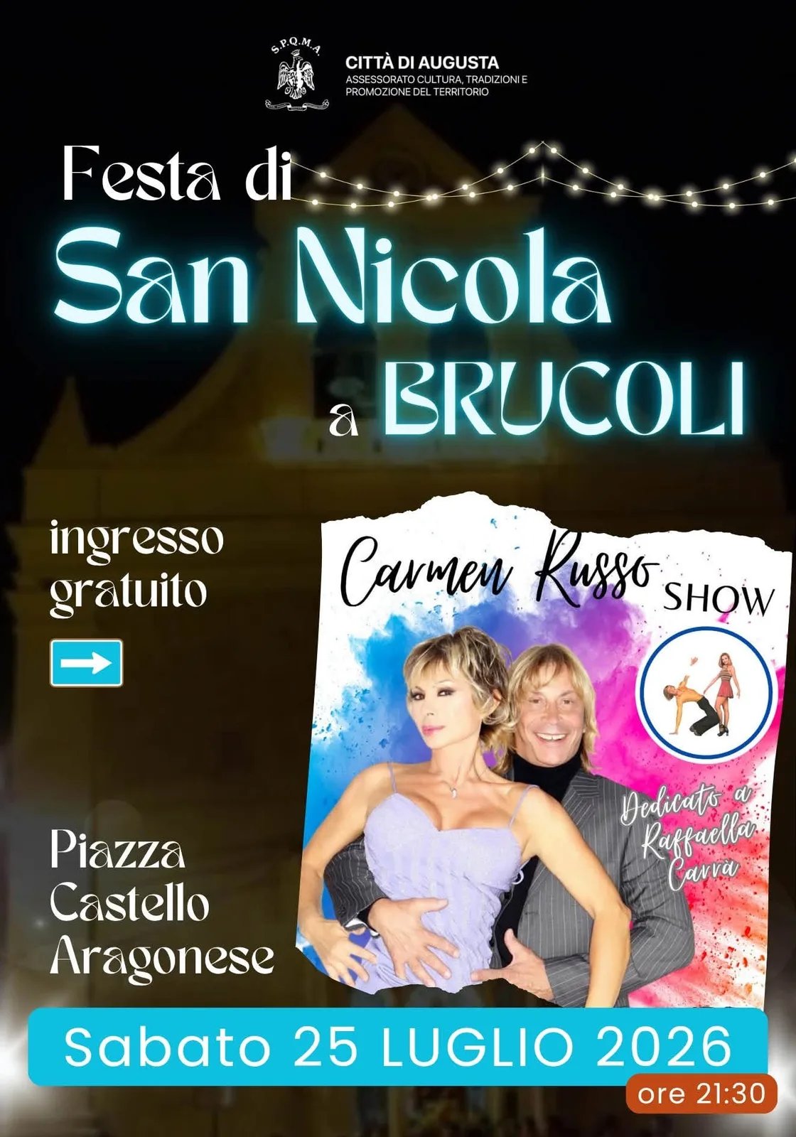 Locandina Festa di San Nicola a Brucoli 2026 a Augusta (Siracusa)