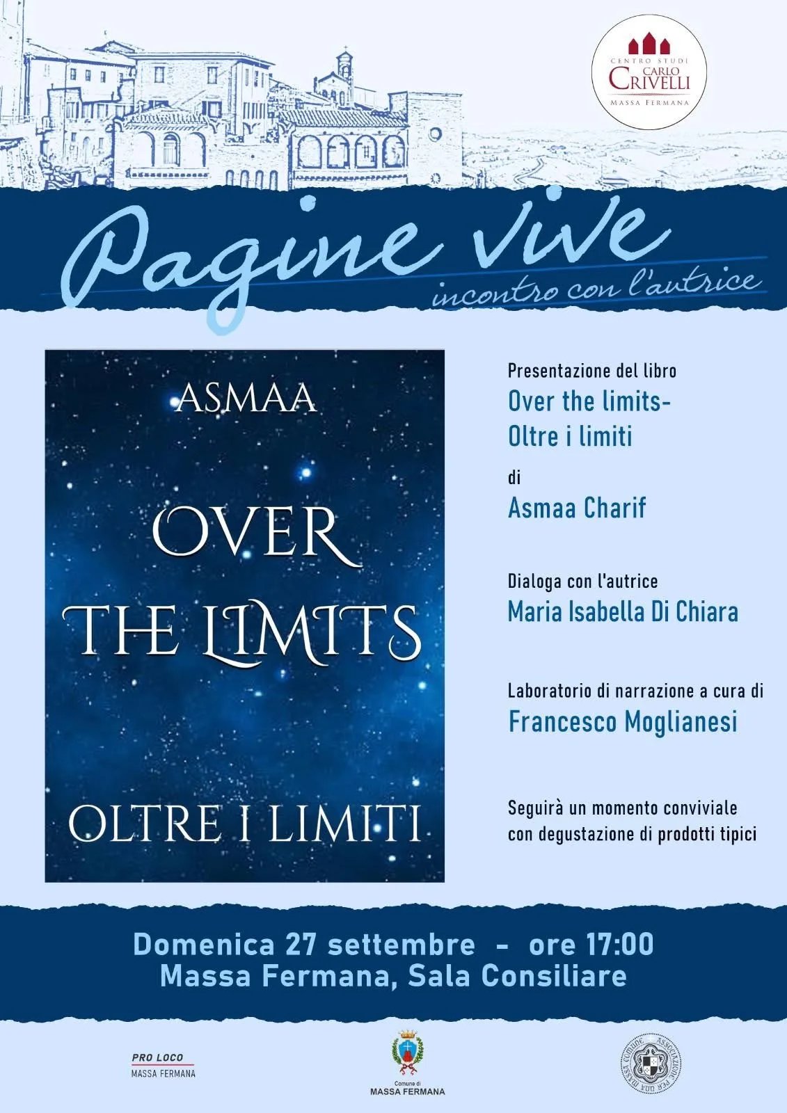 Locandina Pagine vive - Incontro con l'autrice 2026 a Massa Fermana (Fermo)