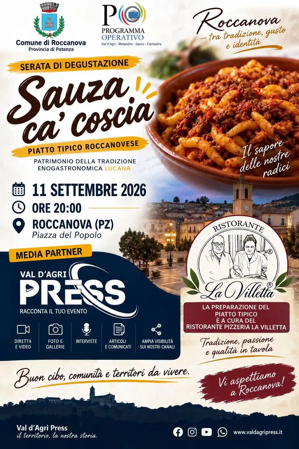 Locandina Serata di Degustazione Sauza ca' coscia 2026 a Roccanova (Potenza)