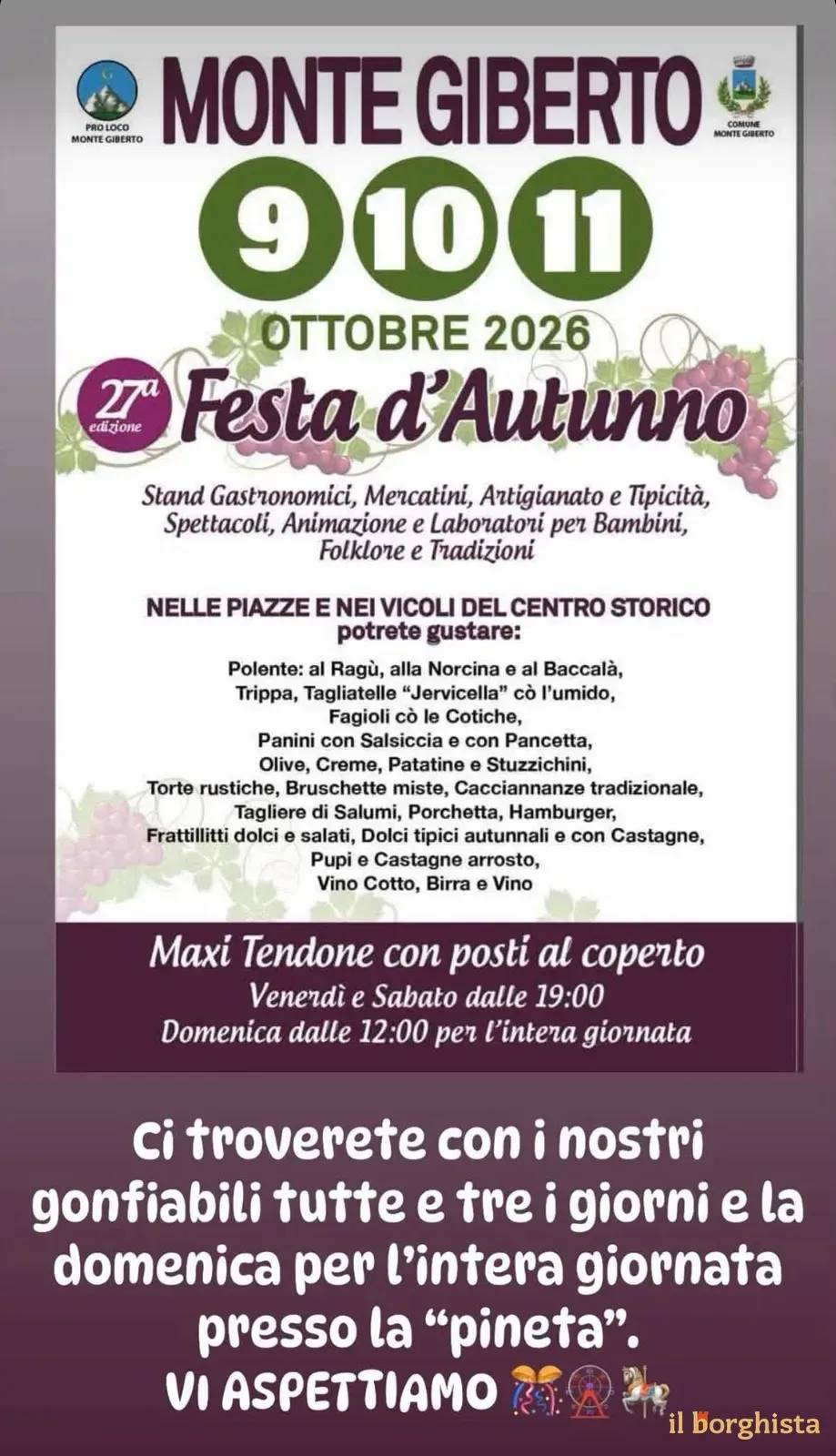 Locandina 27ª Festa d'Autunno 2026 a Monte Giberto (Fermo)