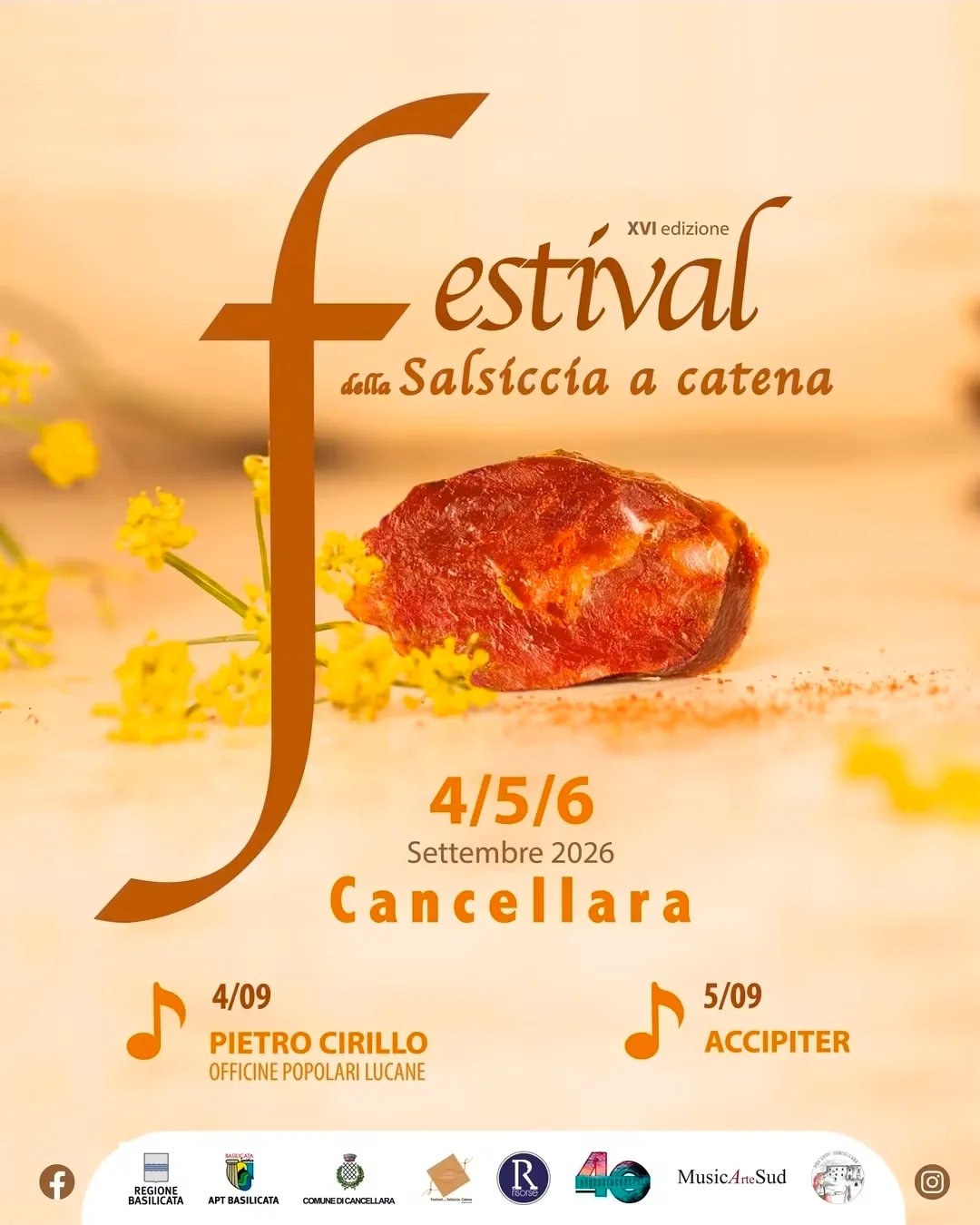 Locandina XVI Festival della Salsiccia a catena 2026 a Cancellara (Potenza)
