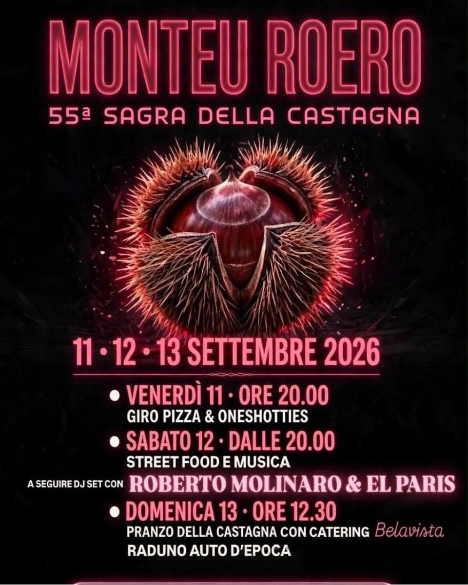 Locandina 55ª Sagra della Castagna 2026 a Monteu Roero (Cuneo)