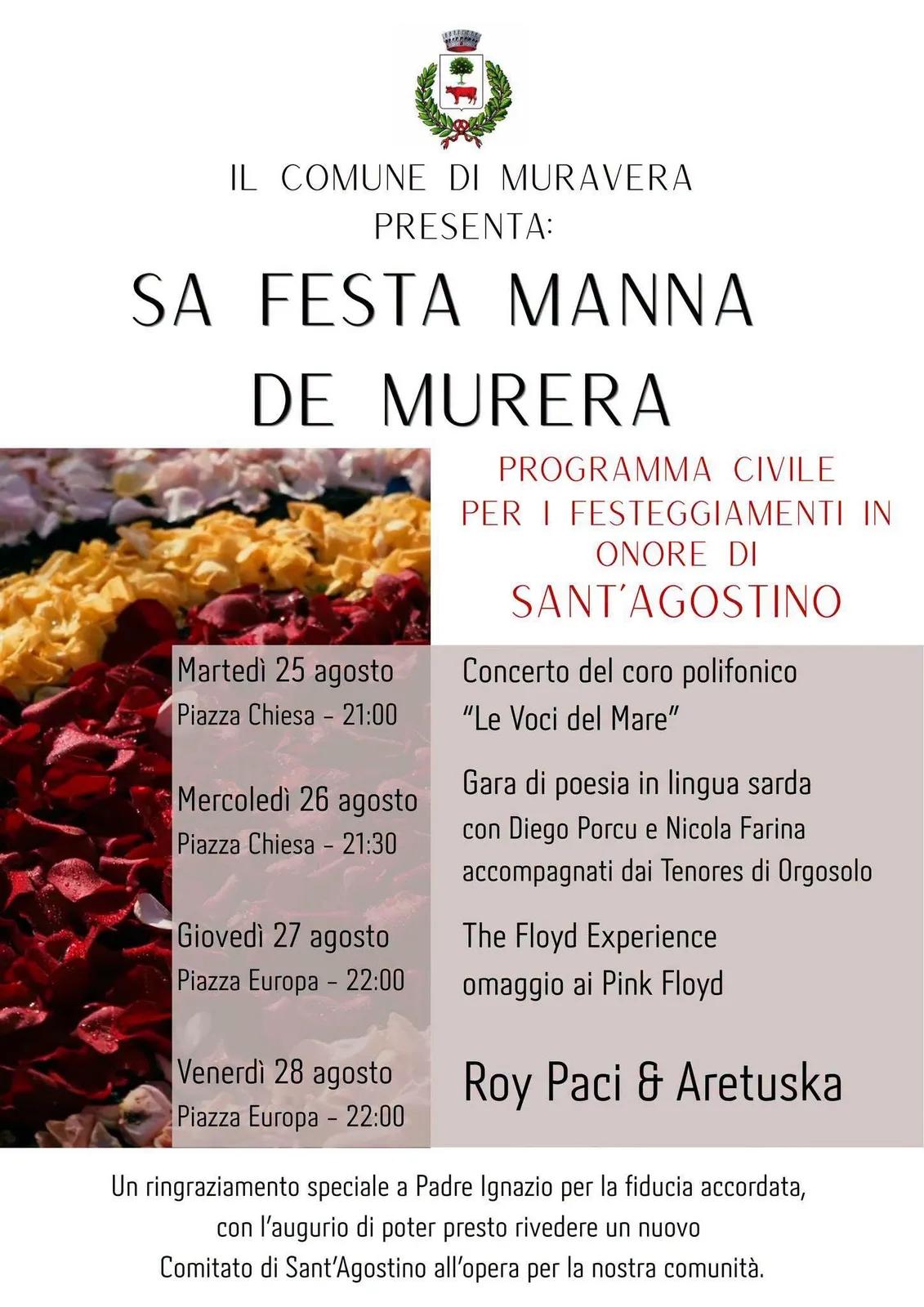 Locandina Sa Festa Manna de Murera 2026 a Muravera (Sud Sardegna)