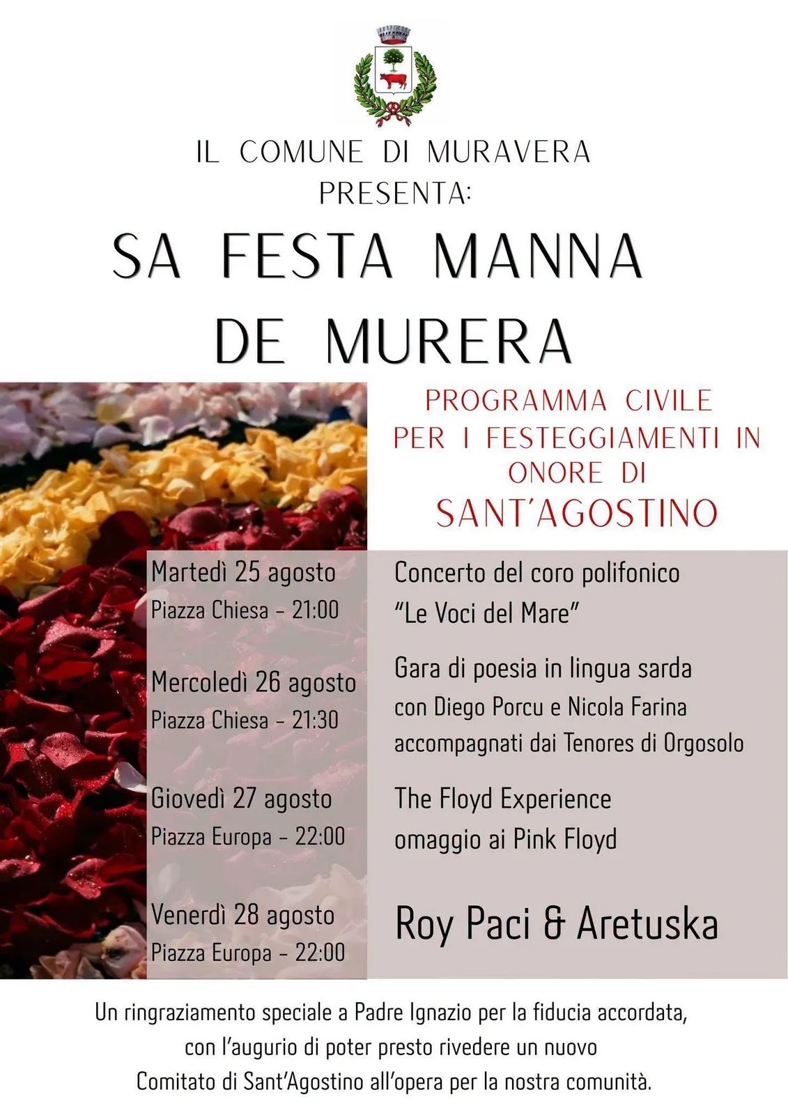 Locandina Sa Festa Manna de Murera 2026 a Muravera (Sud Sardegna)