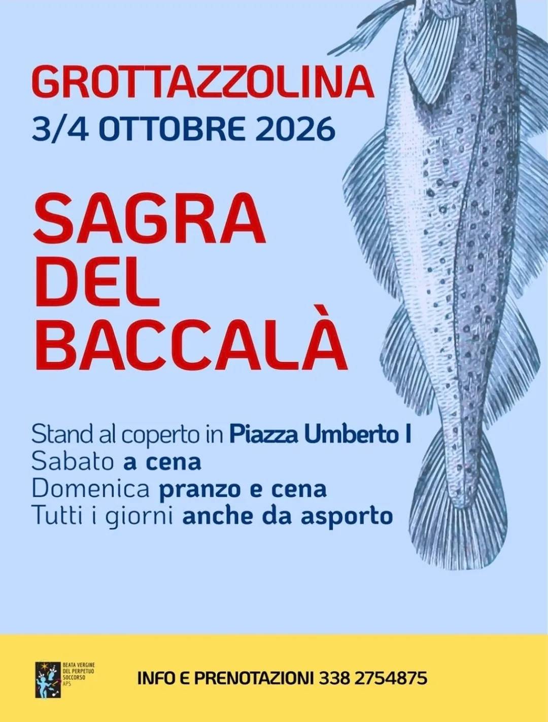 Locandina Sagra del Baccalà 2026 a Grottazzolina (Fermo)