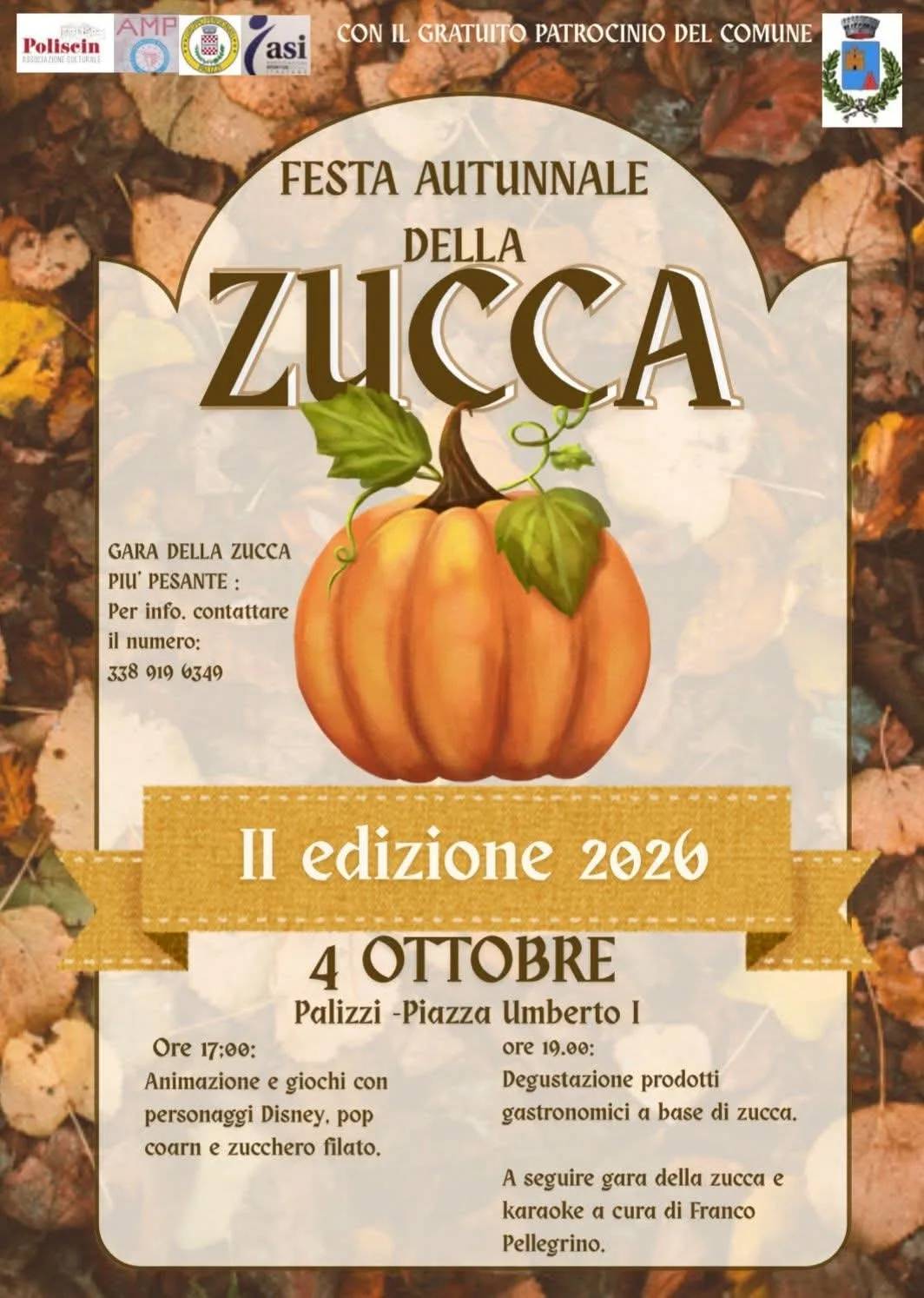 Locandina II edizione Festa Autunnale della Zucca 2026 a Palizzi (Reggio Calabria)