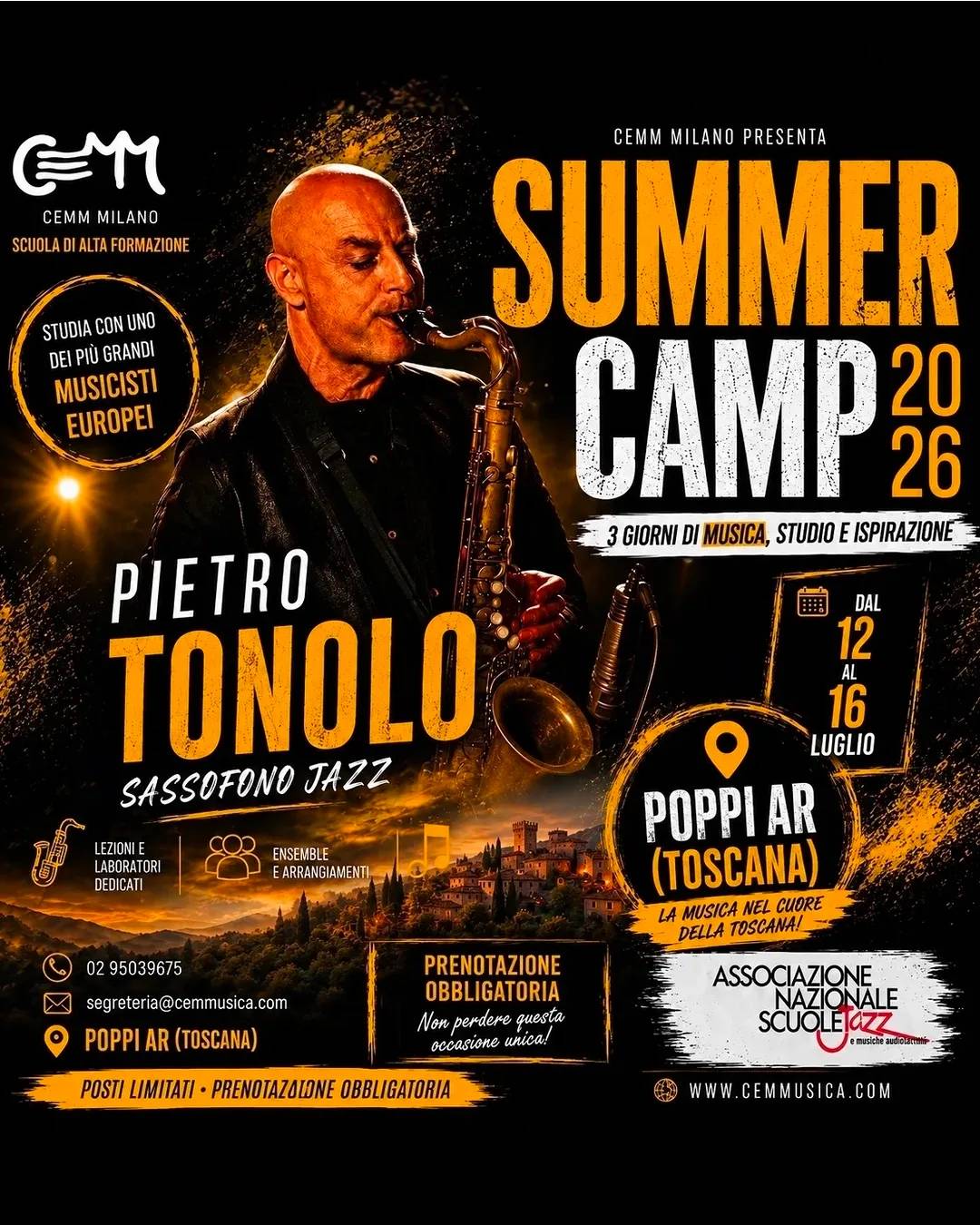 Locandina Summer Camp Pietro Tonolo 2026 a Poppi (Arezzo)