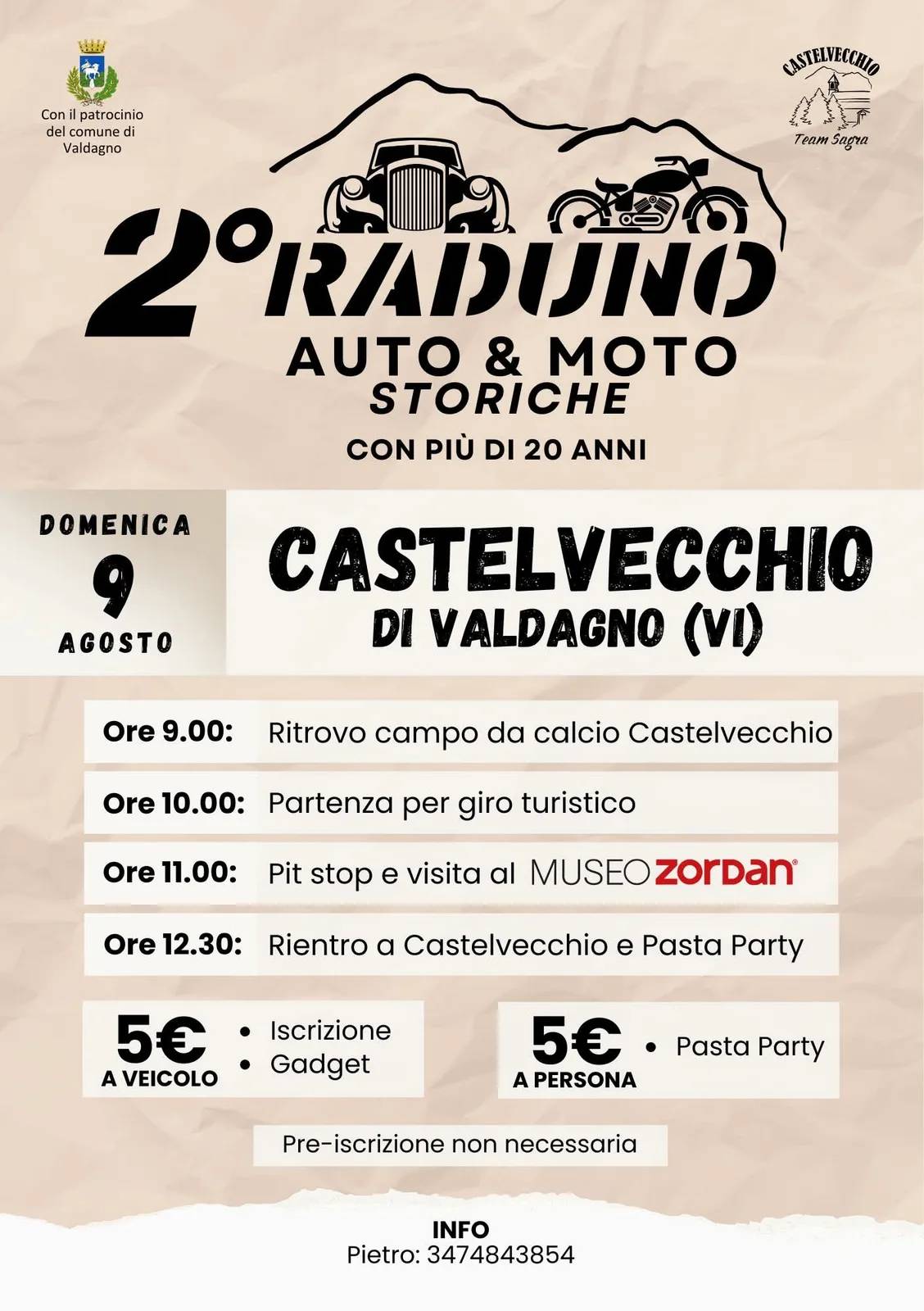 Locandina 2° Raduno Auto & Moto Storiche Castelvecchio 2026 a Valdagno (Vicenza)