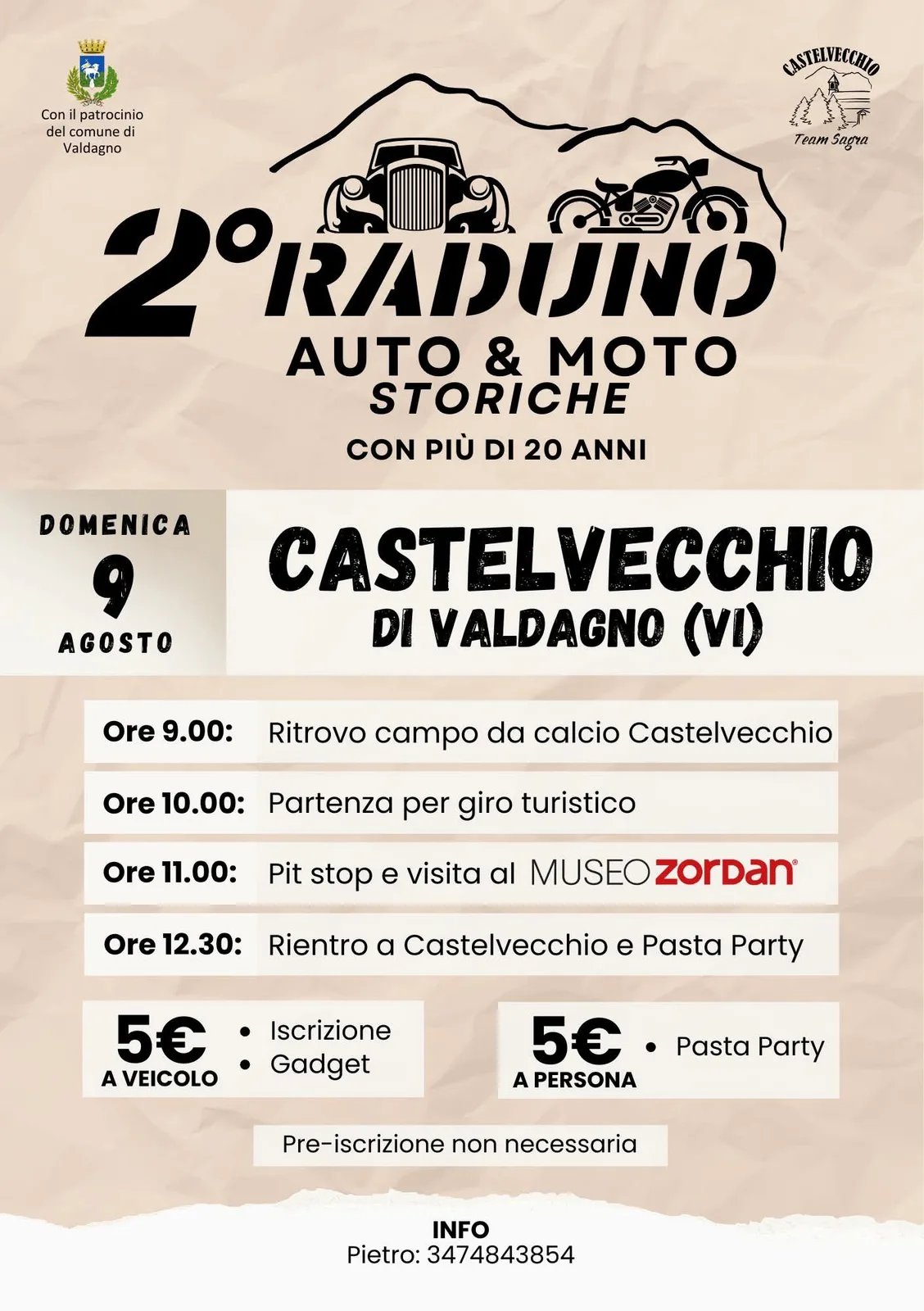Locandina 2° Raduno Auto & Moto Storiche Castelvecchio 2026 a Valdagno (Vicenza)