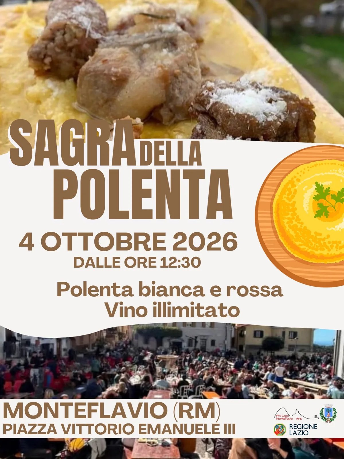 Locandina Sagra della Polenta 2026 a Monteflavio (Roma)