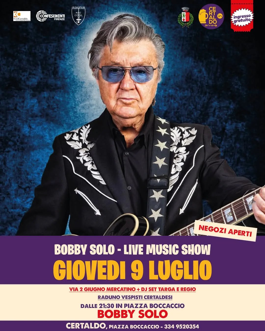 Locandina Bobby Solo Live Music Show 2026 a Certaldo (Firenze)