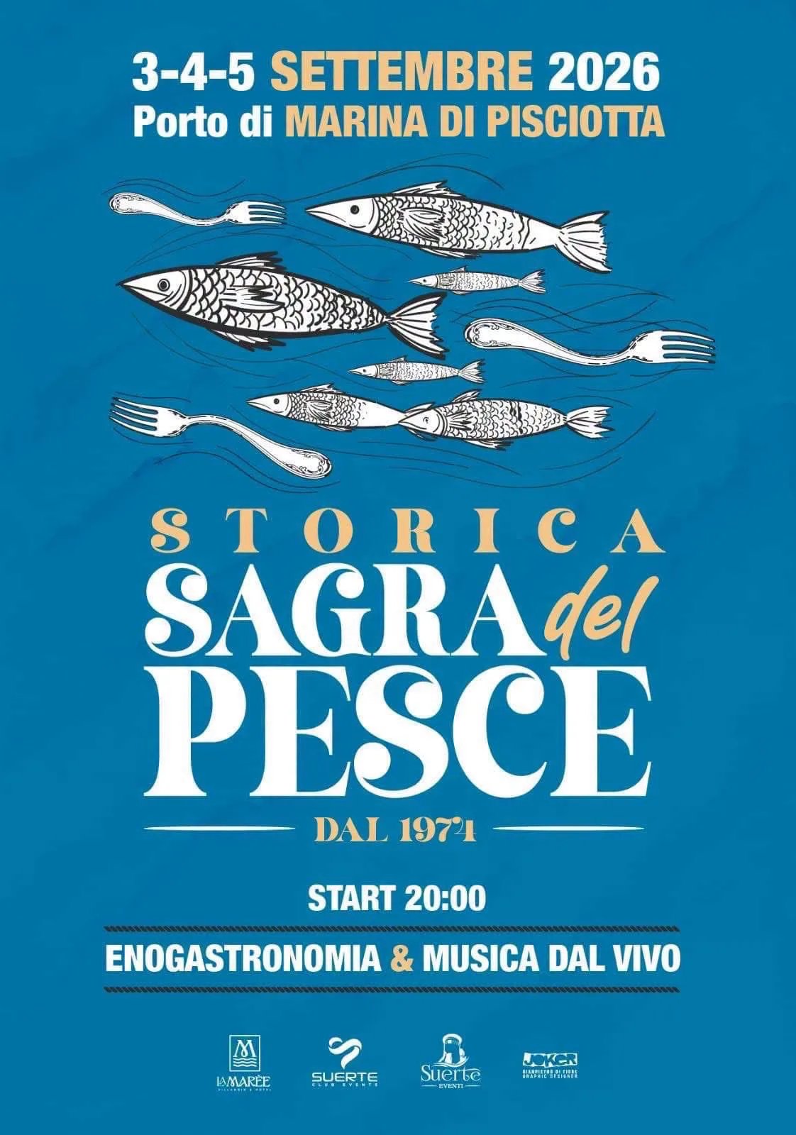Locandina Storica Sagra del Pesce 2026 a Pisciotta (Salerno)