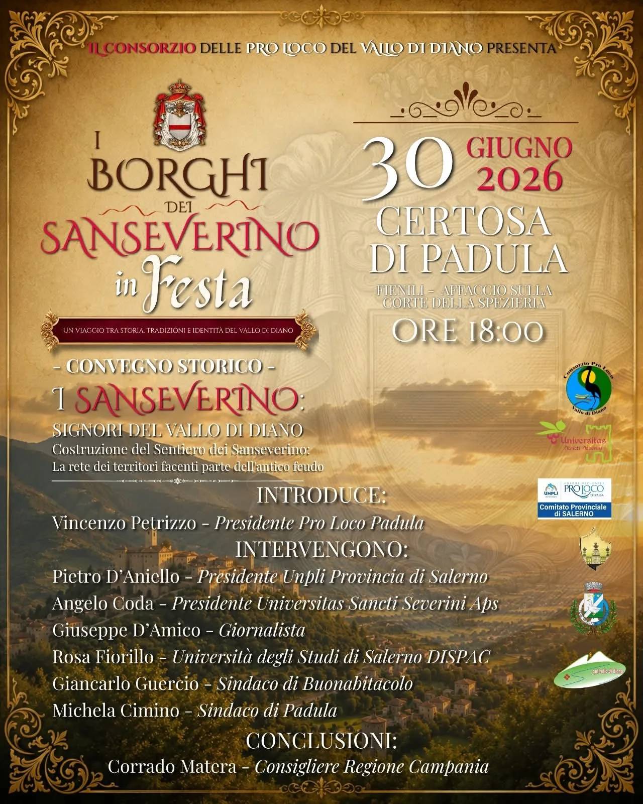 Locandina I Borghi dei Sanseverino in Festa 2026 a Padula (Salerno)