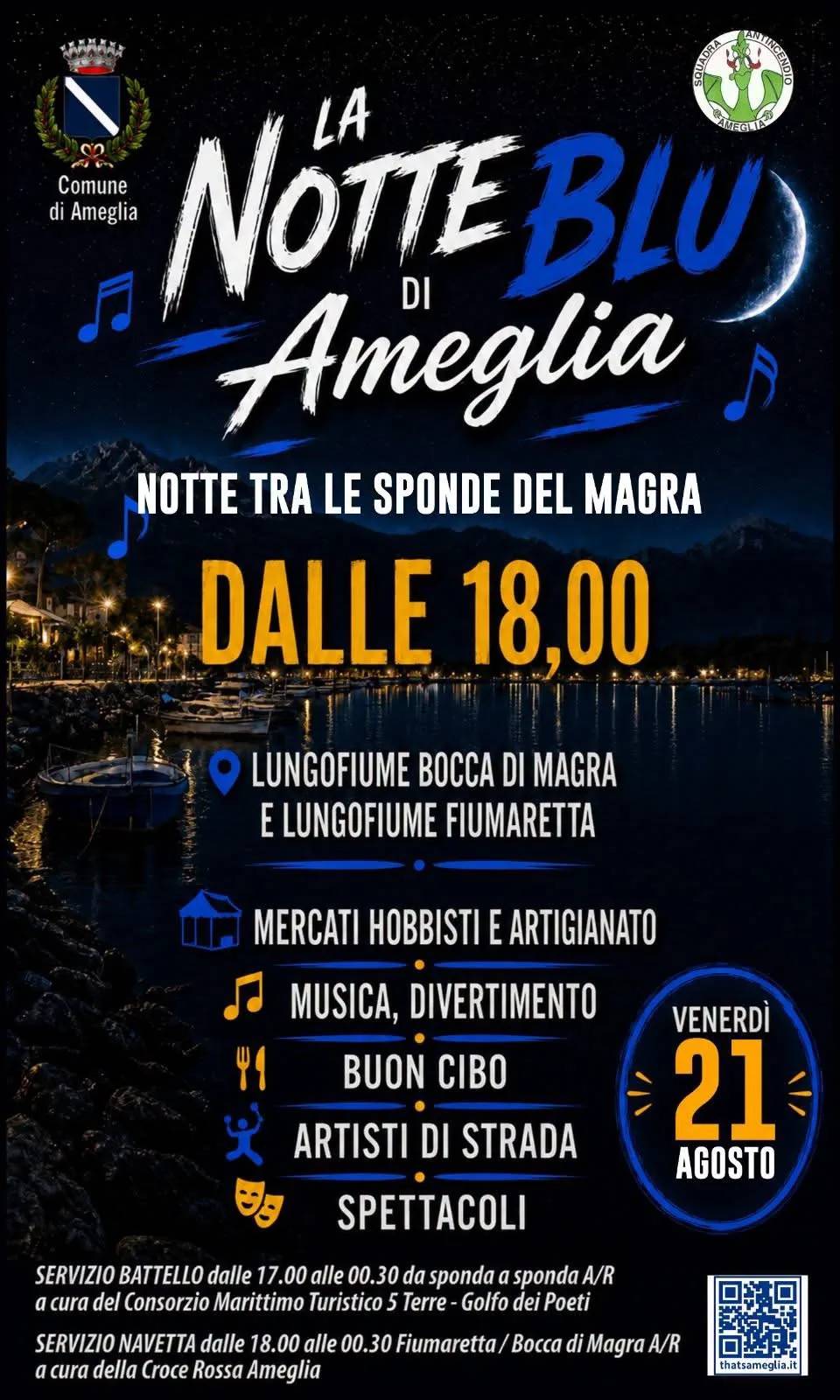 Locandina La Notte Blu di Ameglia 2026 a Ameglia (La Spezia)