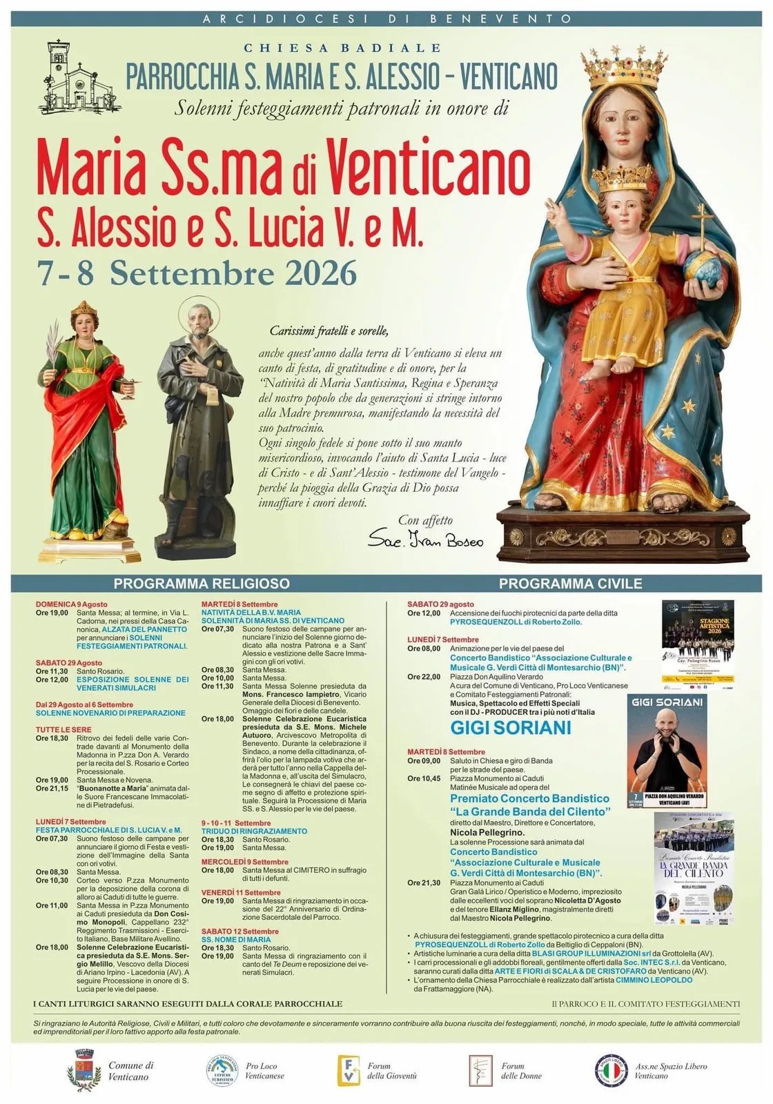 Locandina calendario eventi estate 2026 a Venticano (Avellino)