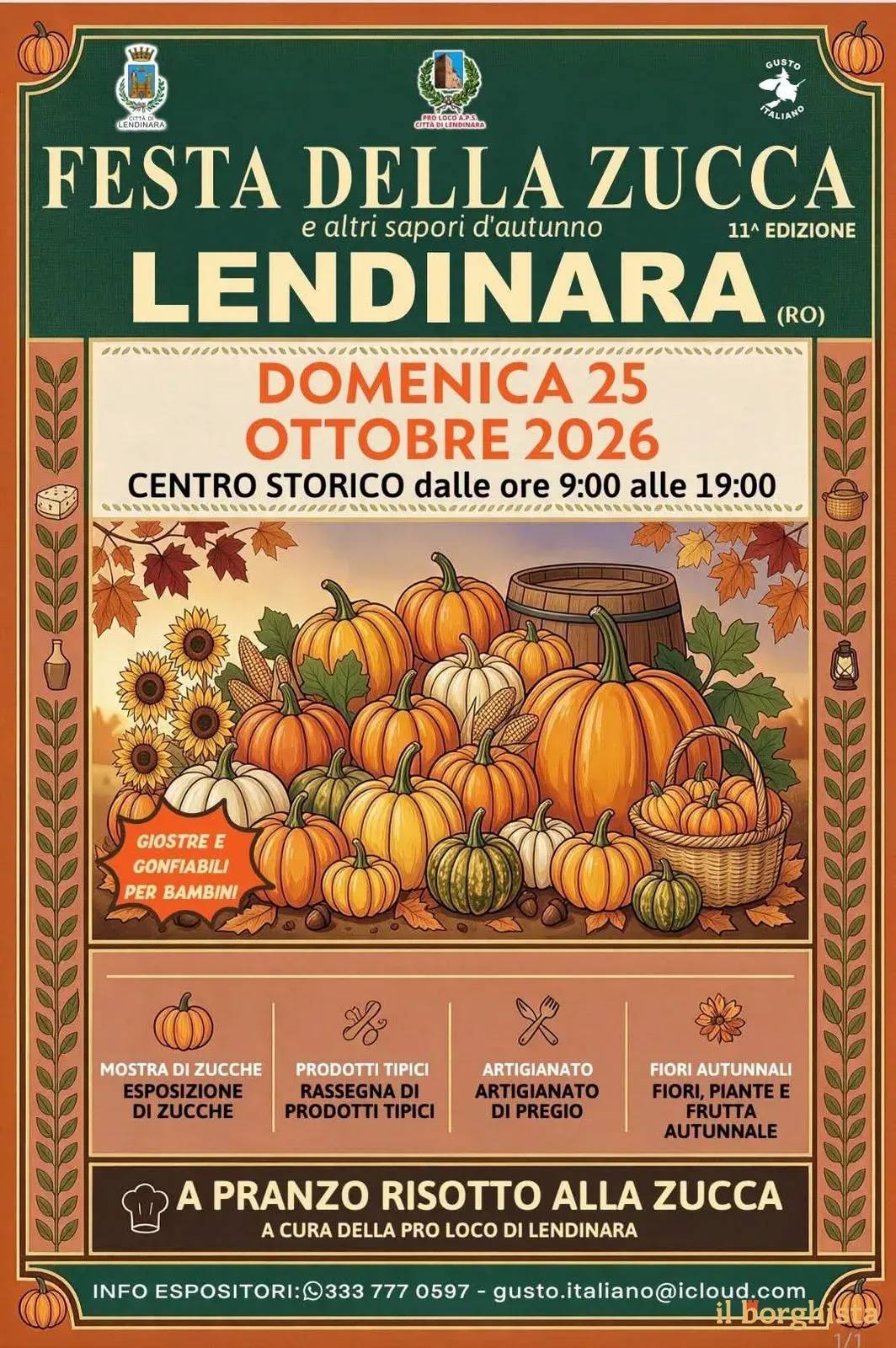 Locandina 11ª Festa della Zucca e altri sapori d'autunno 2026 a Lendinara (Rovigo)