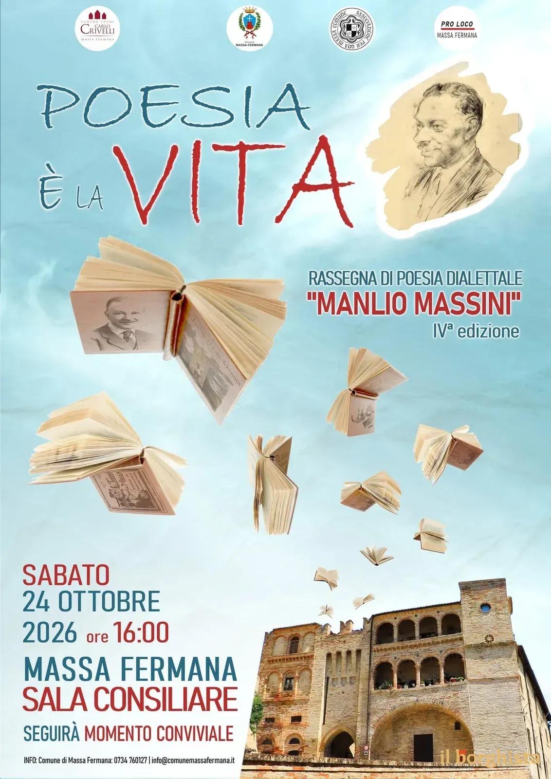 Locandina 4ª Rassegna di Poesia Dialettale Manlio Massini 2026 a Massa Fermana (Fermo)