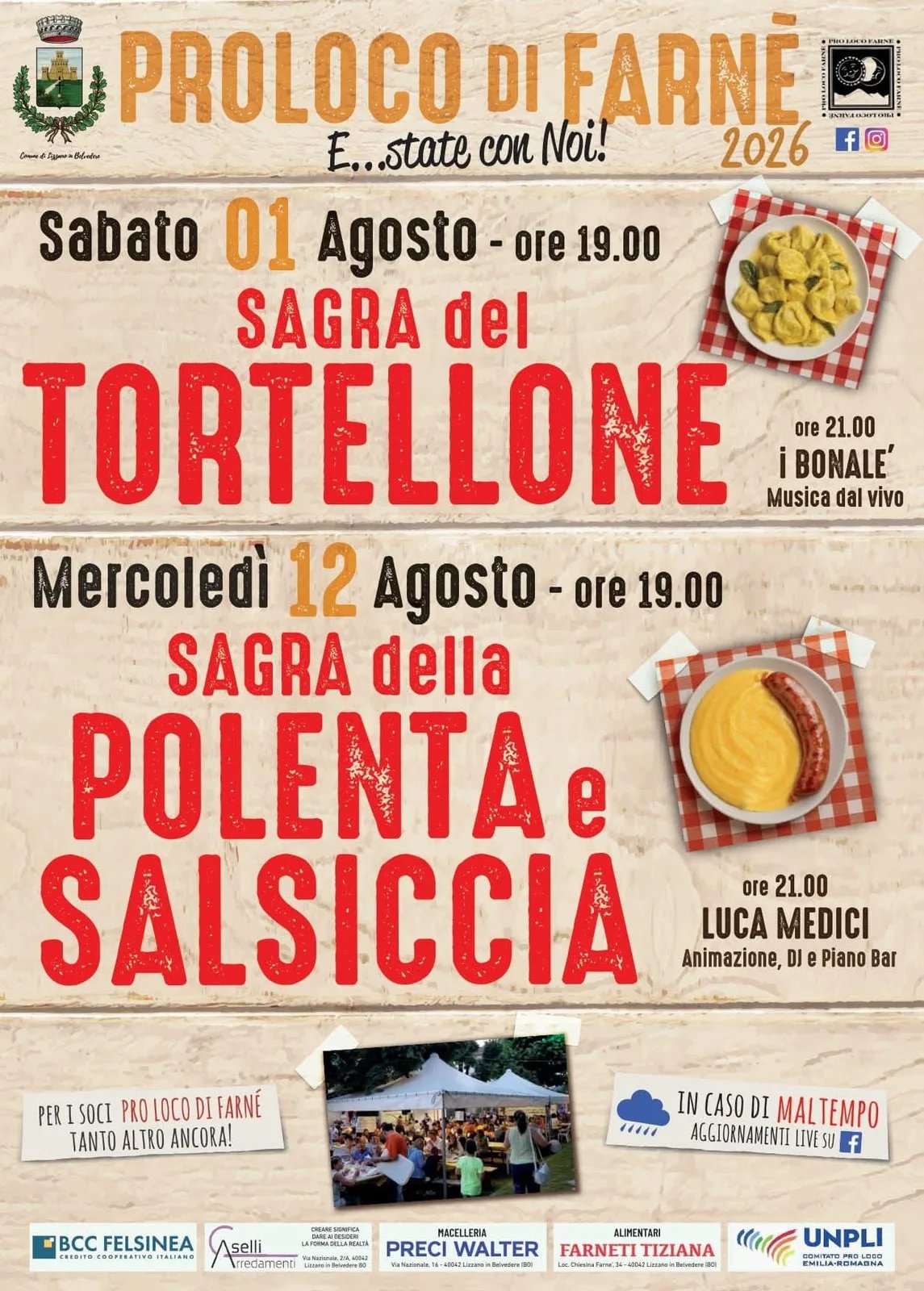 Locandina Sagra del Tortellone 2026 a Lizzano in Belvedere (Bologna)