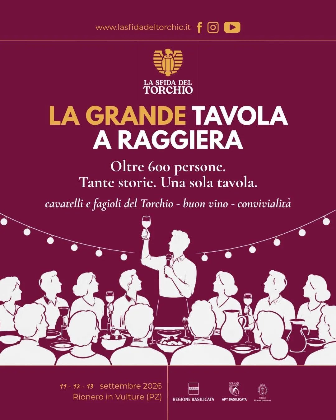 Locandina La Sfida del Torchio – La Grande Tavola a Raggiera 2026 a Rionero in Vulture (Potenza)